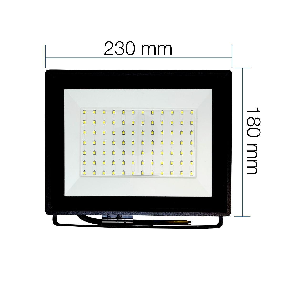 Pack 2 Foco Proyector Led Reflector 100w Ip65 Ik08 Fría Sec Negro Blanco Frío.-4