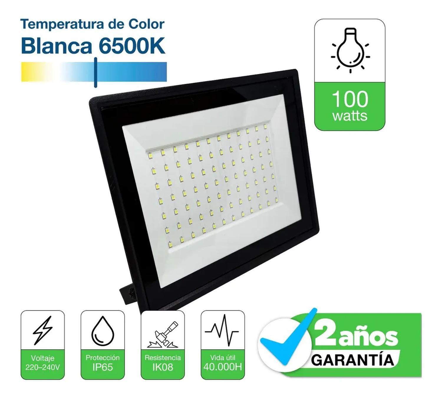 Pack 2 Foco Proyector Led Reflector 100w Ip65 Ik08 Fría Sec Negro Blanco Frío-2