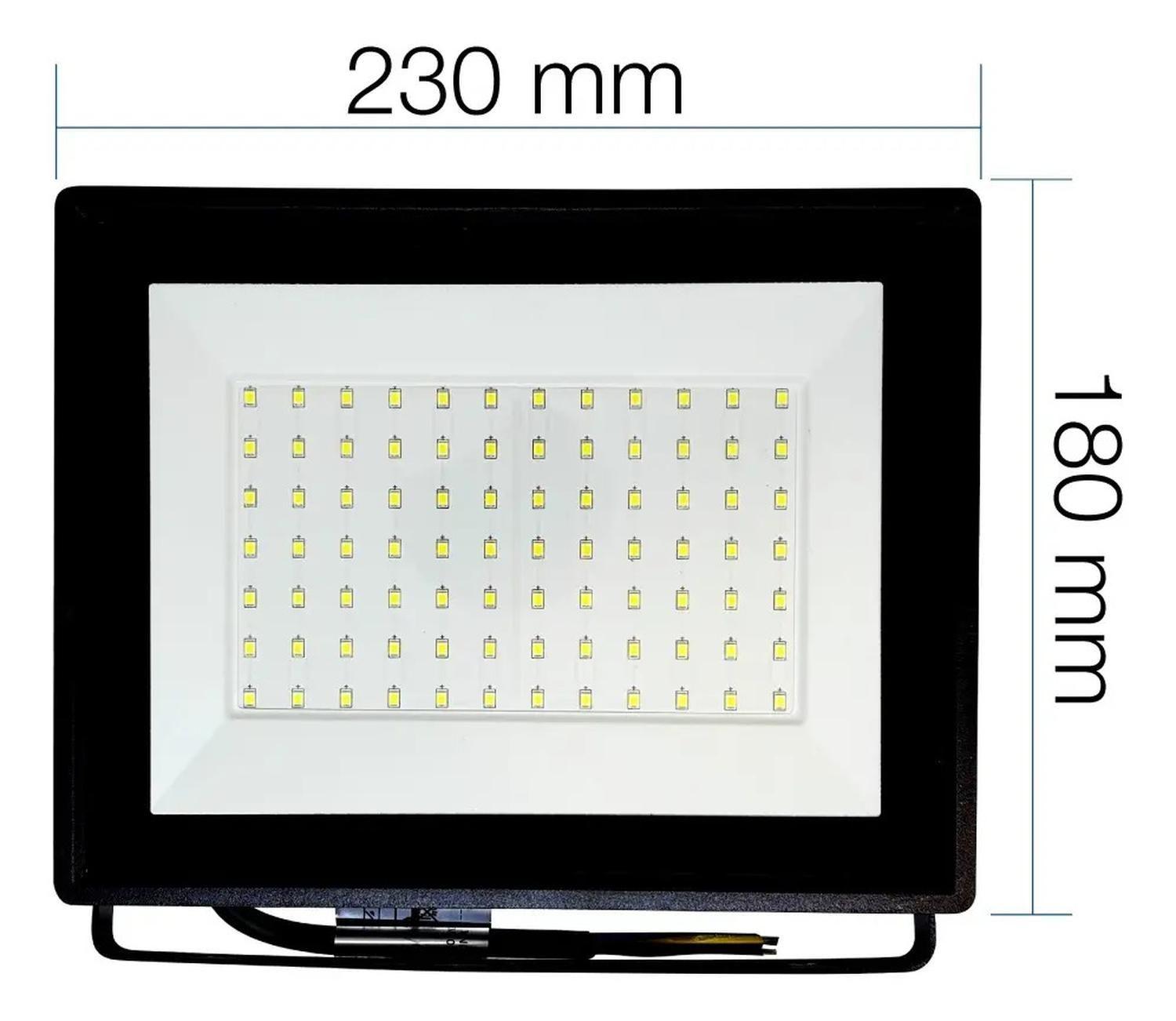 Pack 2 Foco Proyector Led Reflector 100w Ip65 Ik08 Fría Sec Negro Blanco Frío-5