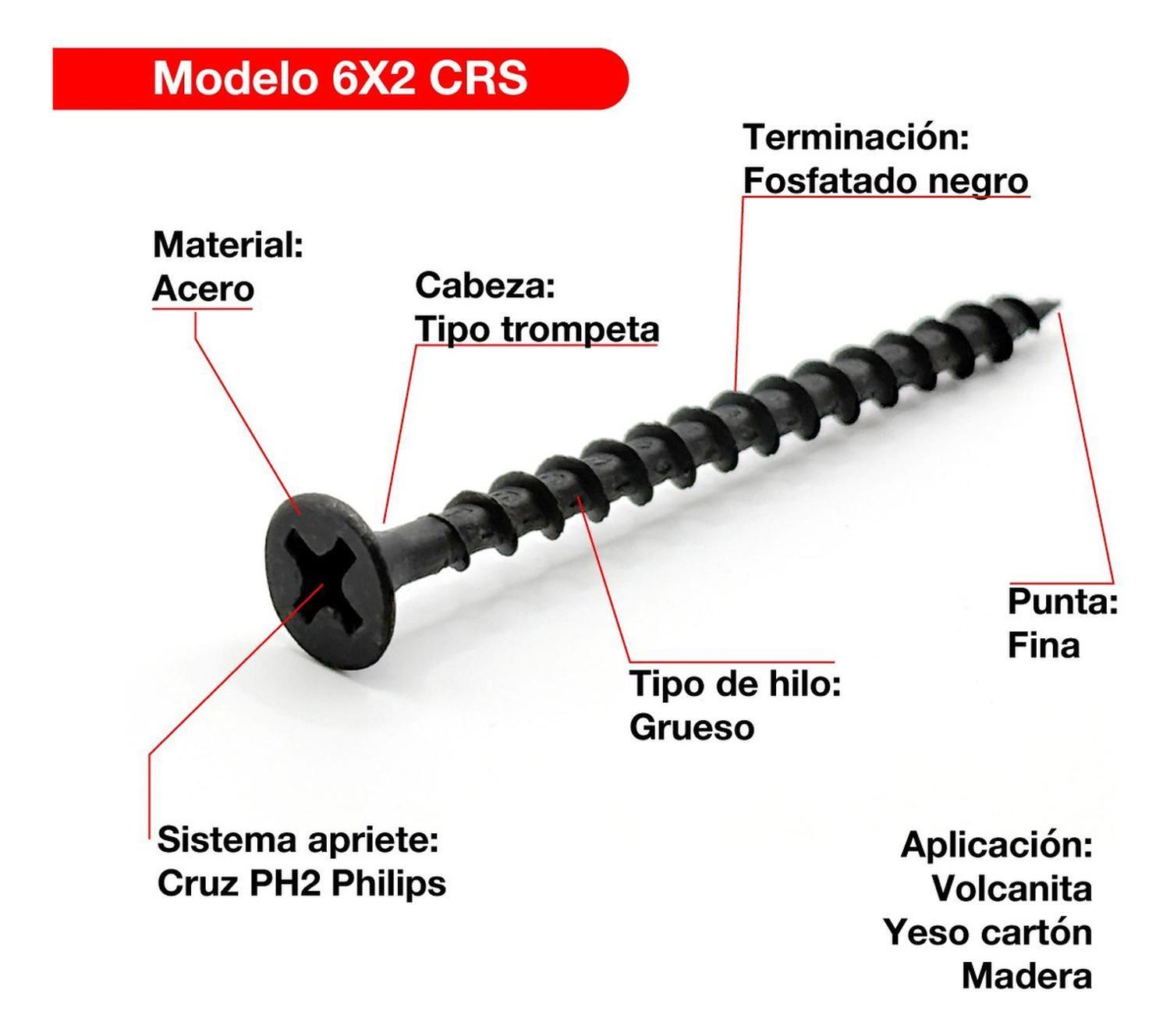 5 Cajas Tornillo Volcanita Wisefix P/fina Crs Negro 6x2 500u-1