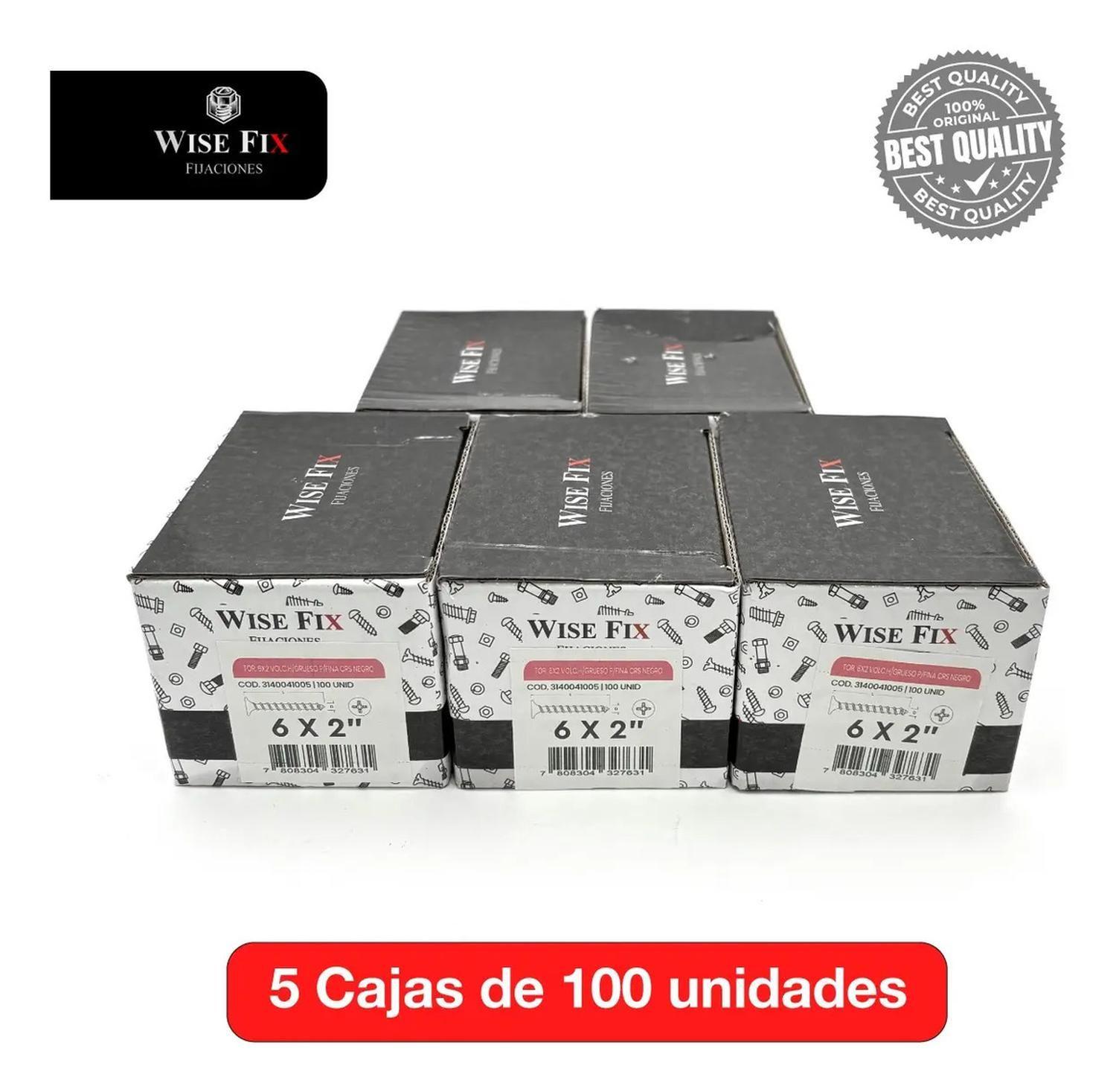 5 Cajas Tornillo Volcanita Wisefix P/fina Crs Negro 6x2 500u-2