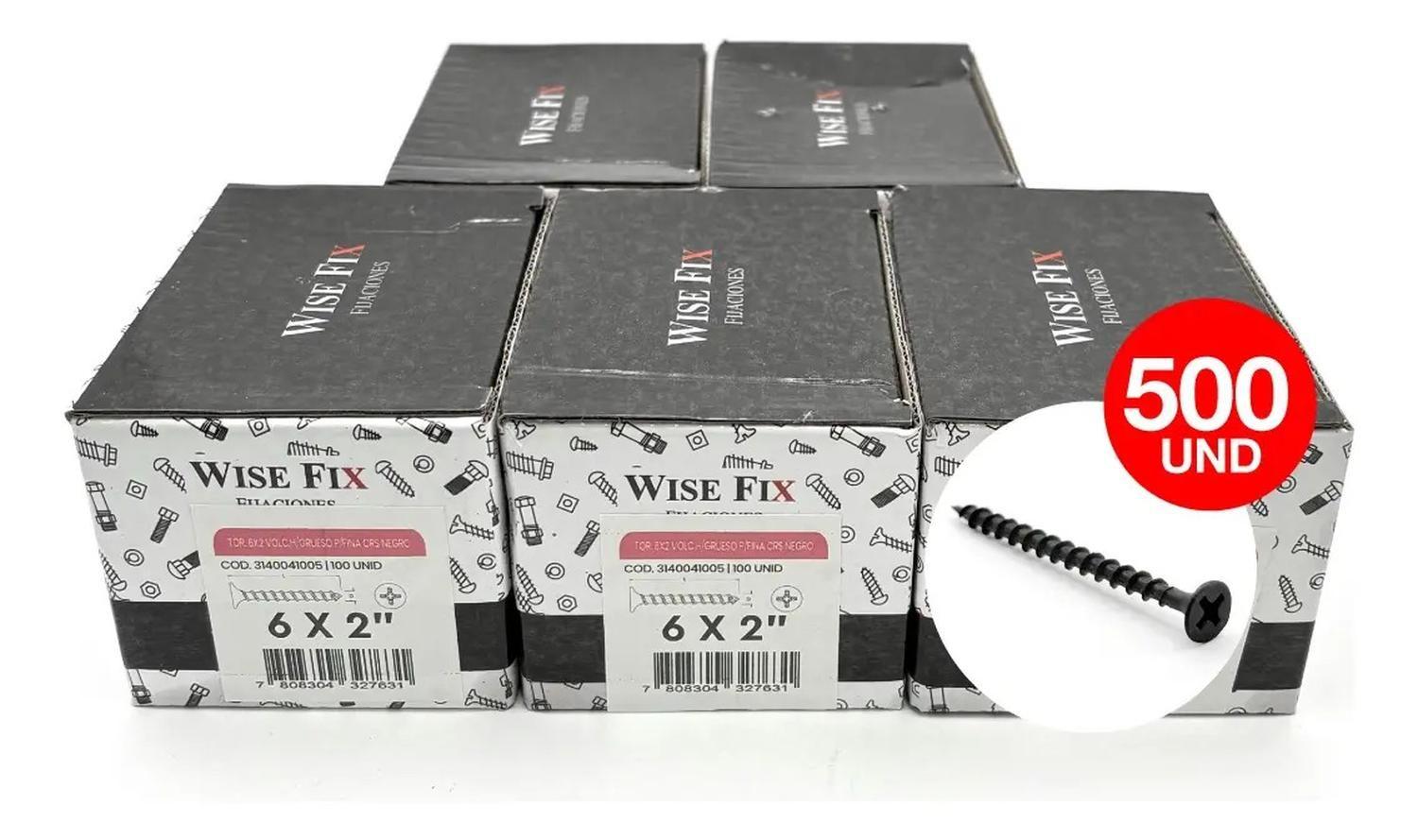 5 Cajas Tornillo Volcanita Wisefix P/fina Crs Negro 6x2 500u-4
