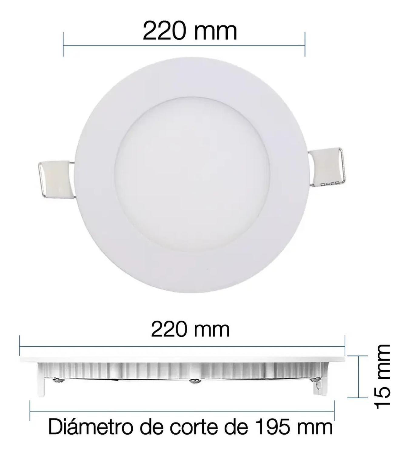 Panel Led Foco Plafón Empotrado Redondo 18w 22cm Luz Cálida Blanco-2