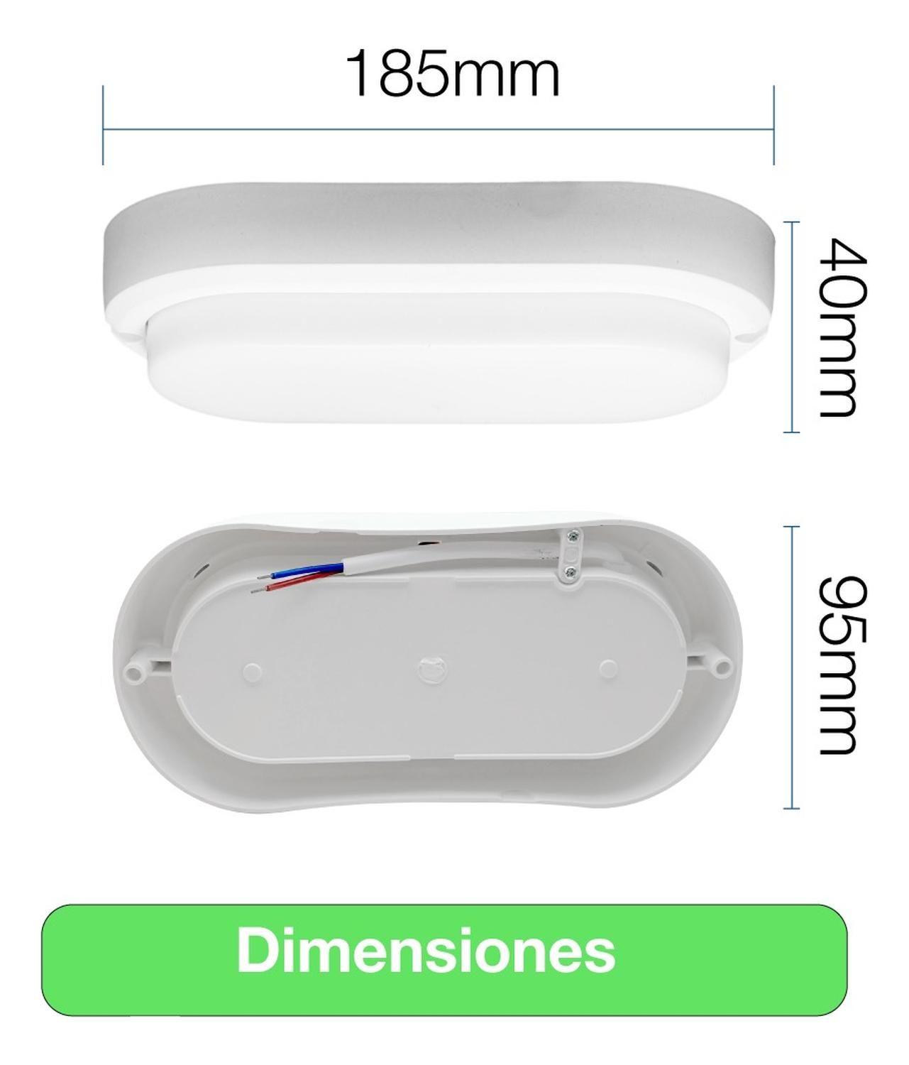 Plafón Foco Tortuga Ovalada Blanco 8w Luz Neutra 560lm Ip54-5