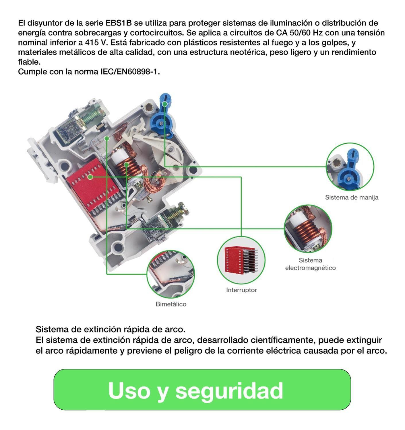 Pack 4 Interruptor Automático Ebasee 1x 20a Curva C 6ka Sec-5