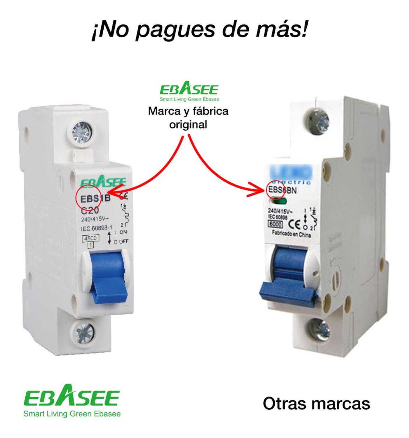 Pack 4 Interruptor Automático Ebasee 1x 20a Curva C 6ka Sec-3