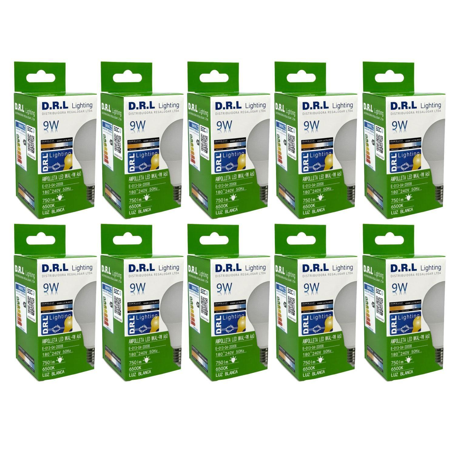 Pack 10 Ampolleta Led Drl 9w 750lm Cálida O Blanca Fría-0