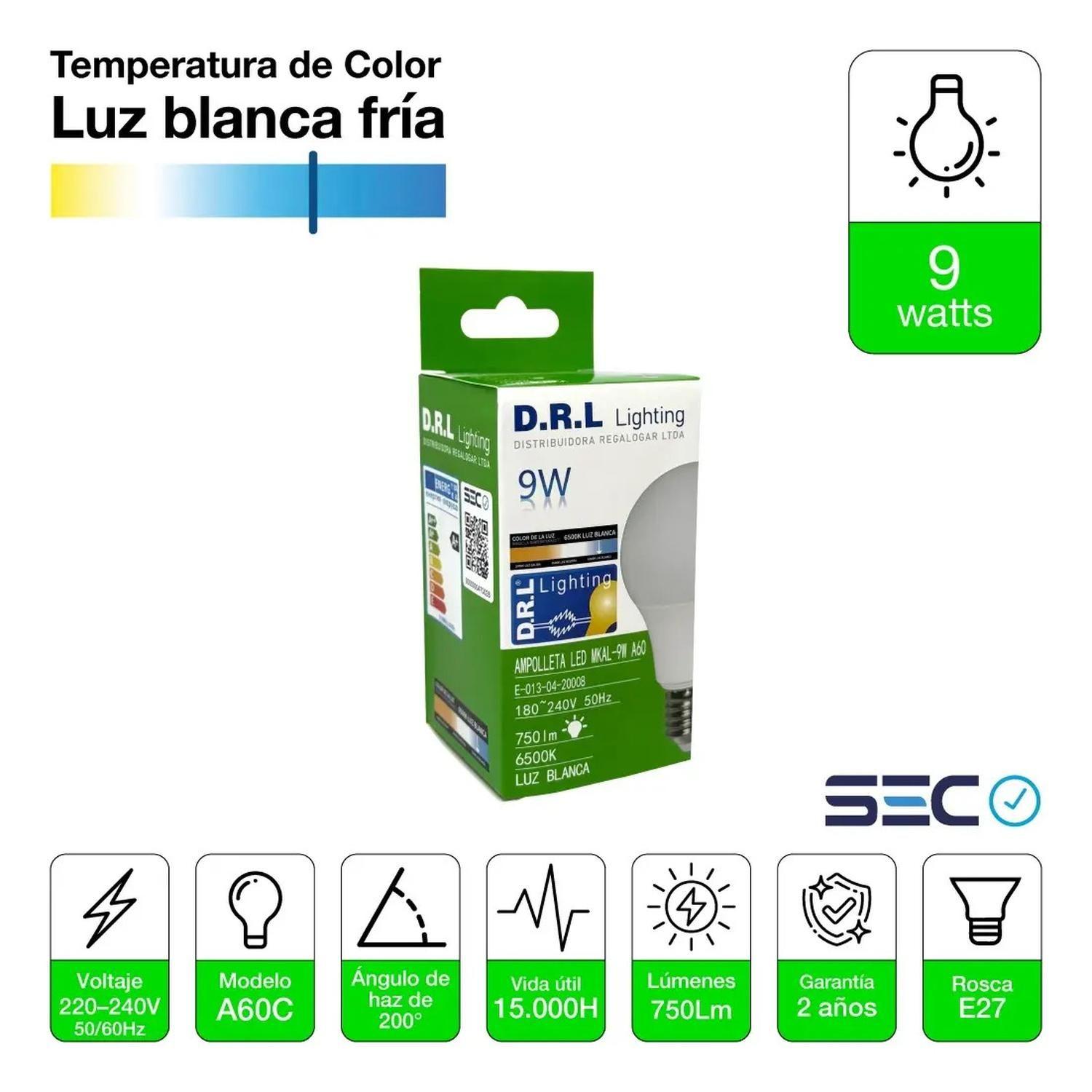 Pack 10 Ampolleta Led Drl 9w 750lm Cálida O Blanca Fría-2