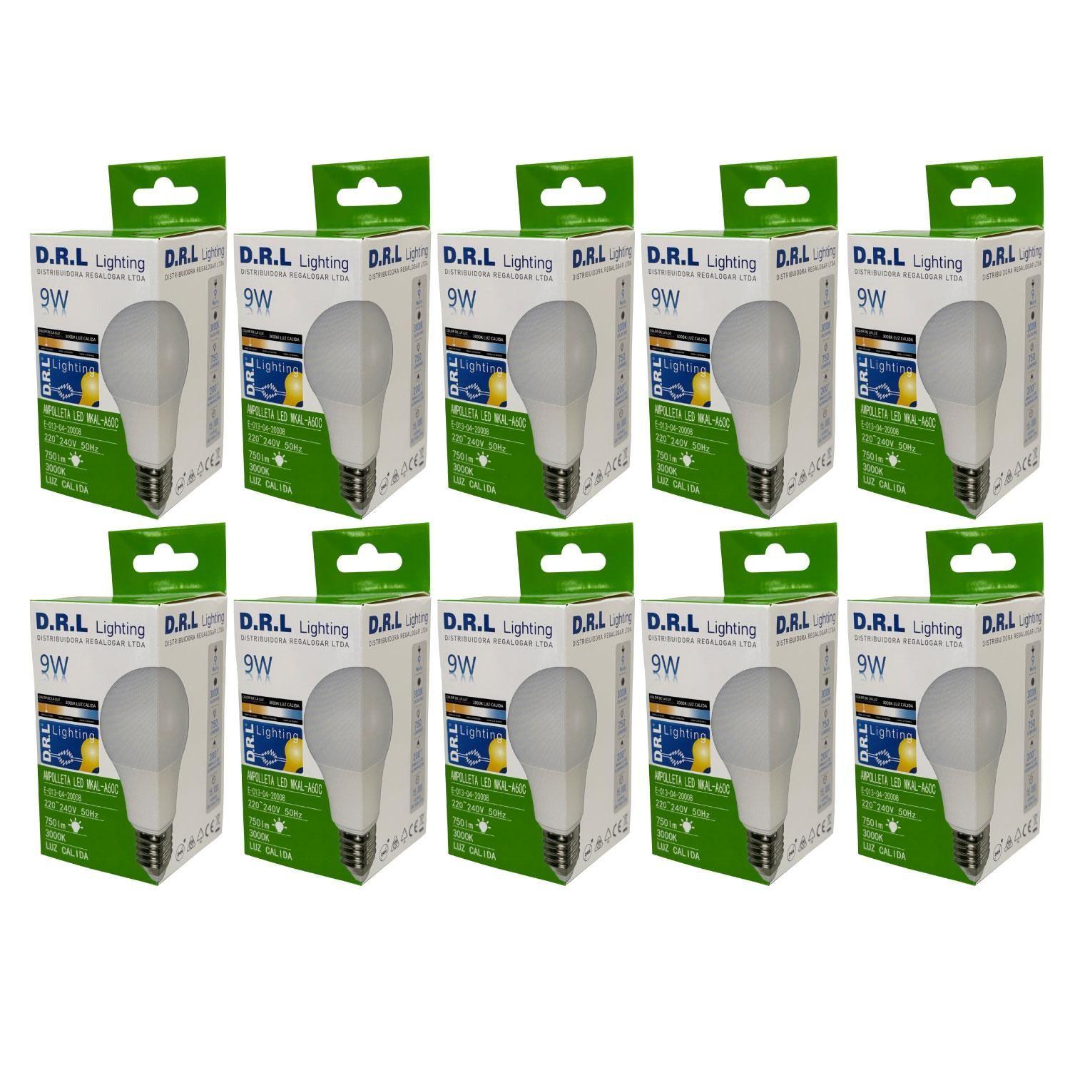Pack 10 Ampolleta Led Drl 9w 750lm Cálida O Blanca Fría-0