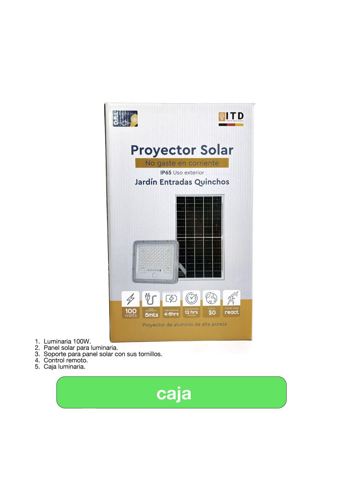 Foco Proyector Solar Led Exterior Itd 100w Fría Ip65 Sensor Gris Blanco Frío-2