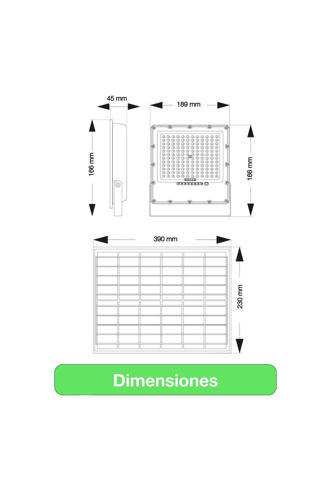 Foco Proyector Solar Led Exterior Itd 100w Fría Ip65 Sensor Gris Blanco Frío-7