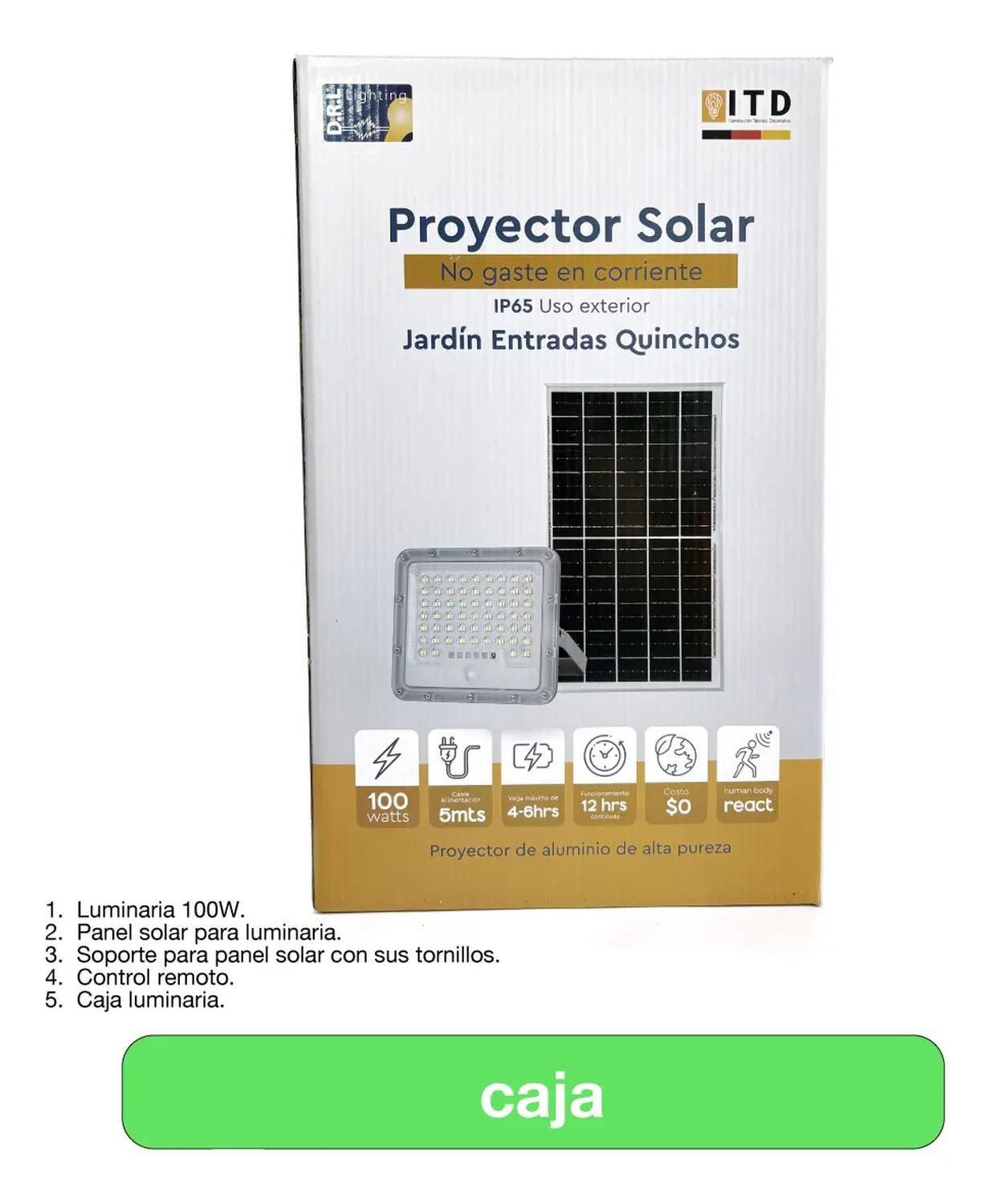 Foco Proyector Solar Led Exterior Itd 100w Fría Ip65 Sensor Gris Blanco Frío-2