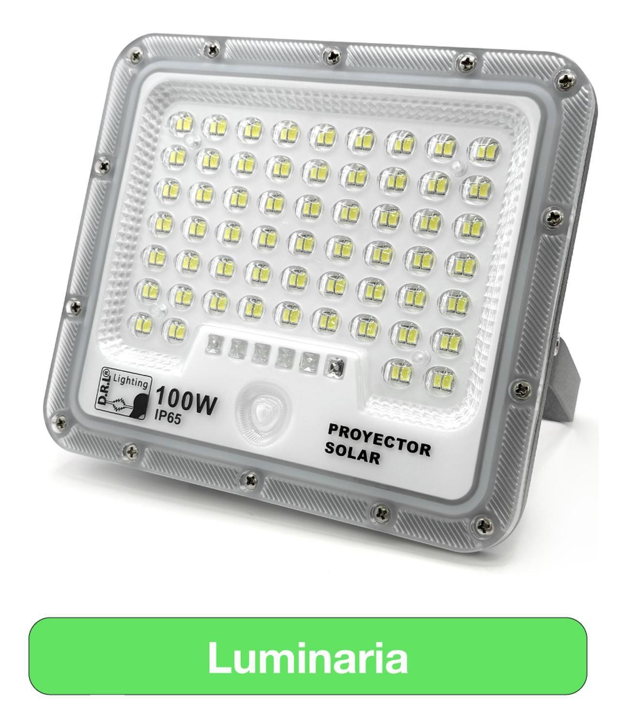 Foco Proyector Solar Led Exterior Itd 100w Fría Ip65 Sensor Gris Blanco Frío-3
