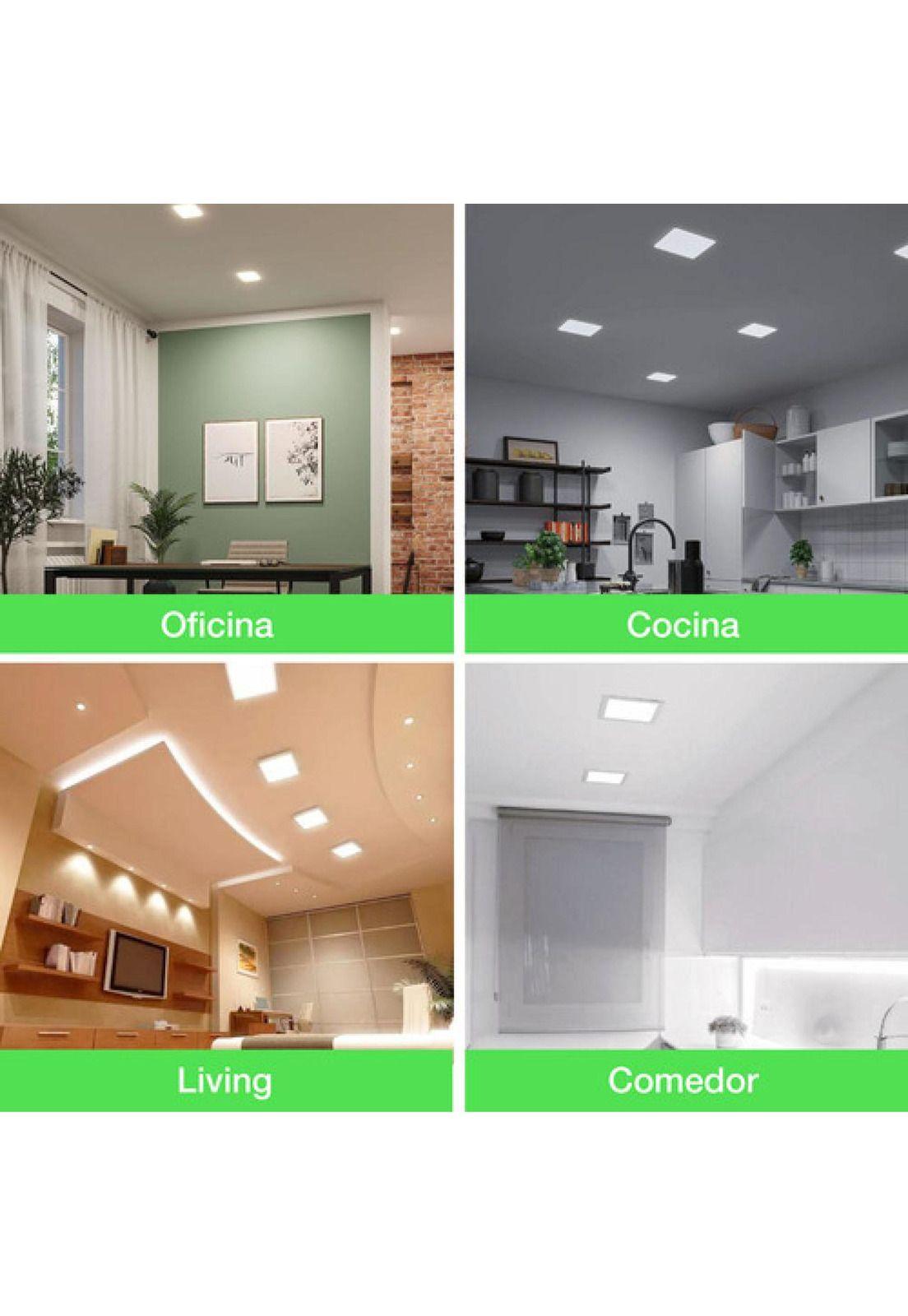 Pack 6 Panel Foco Plafón Empotrado Cuadrado 3w Led Cálida Blanco-3