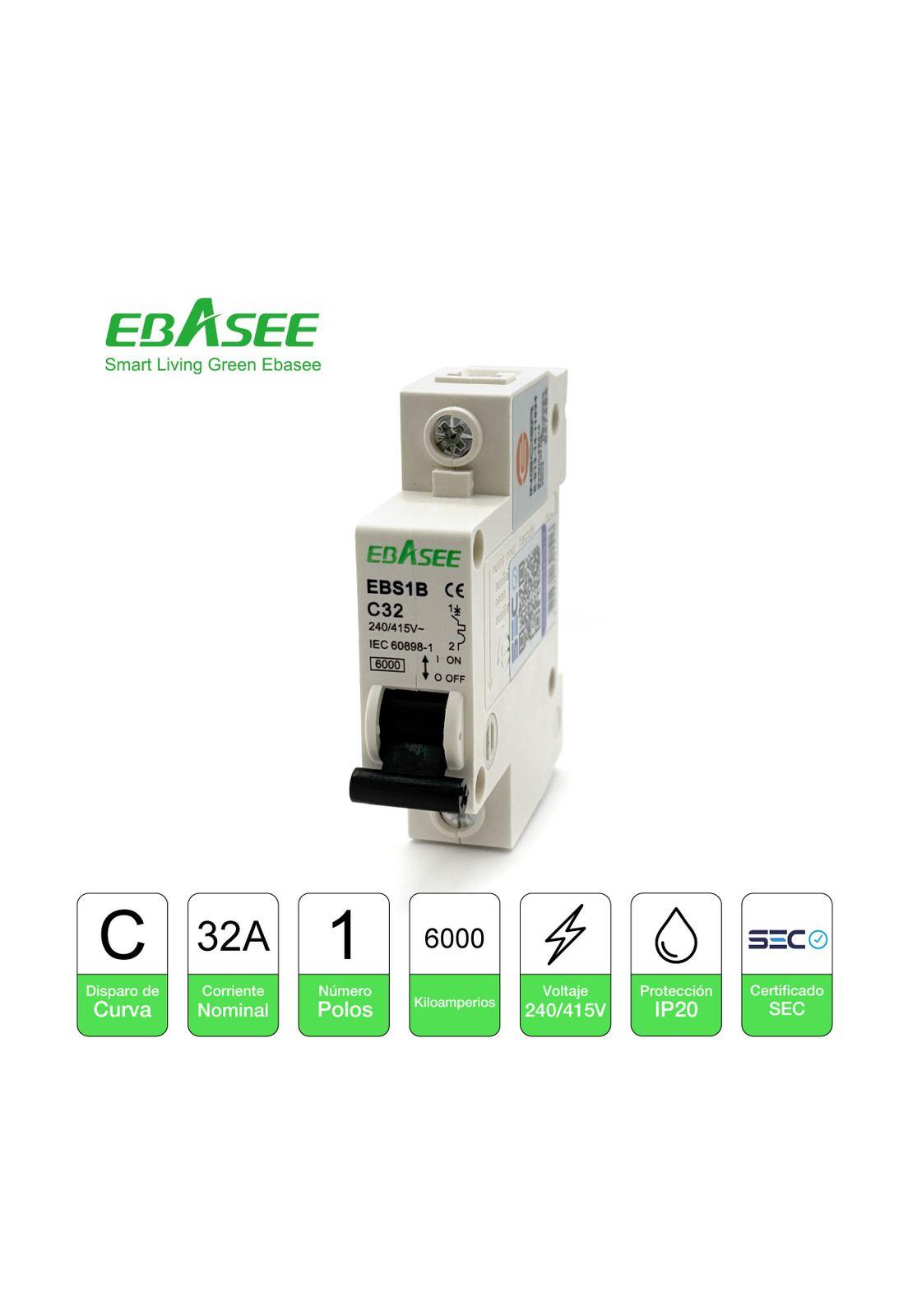 Pack 12 Interruptor Automático Ebasee 1x 32a Curva C 6ka Sec-7