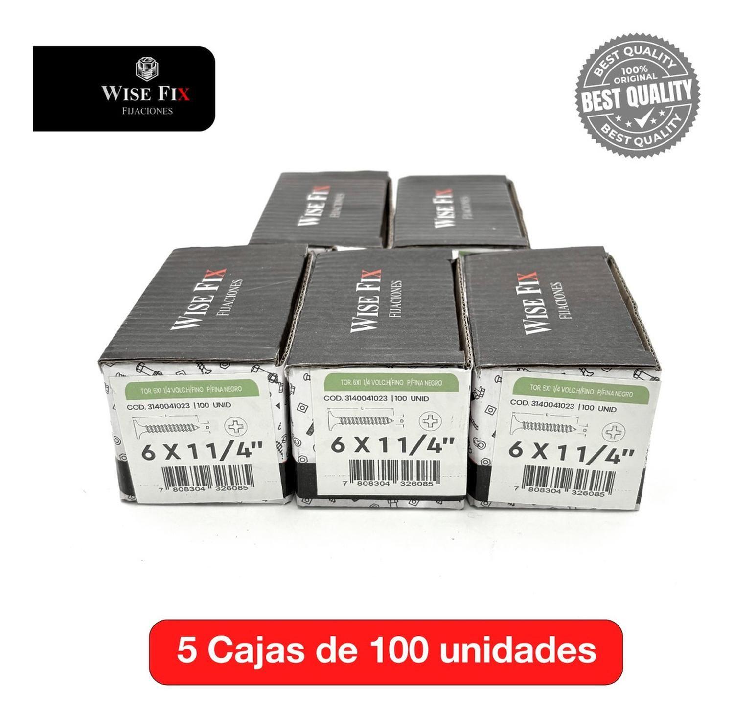 5 Cajas Tornillo Volcanita Wisefix P/fina Negro 6x1 1/4 500u-2