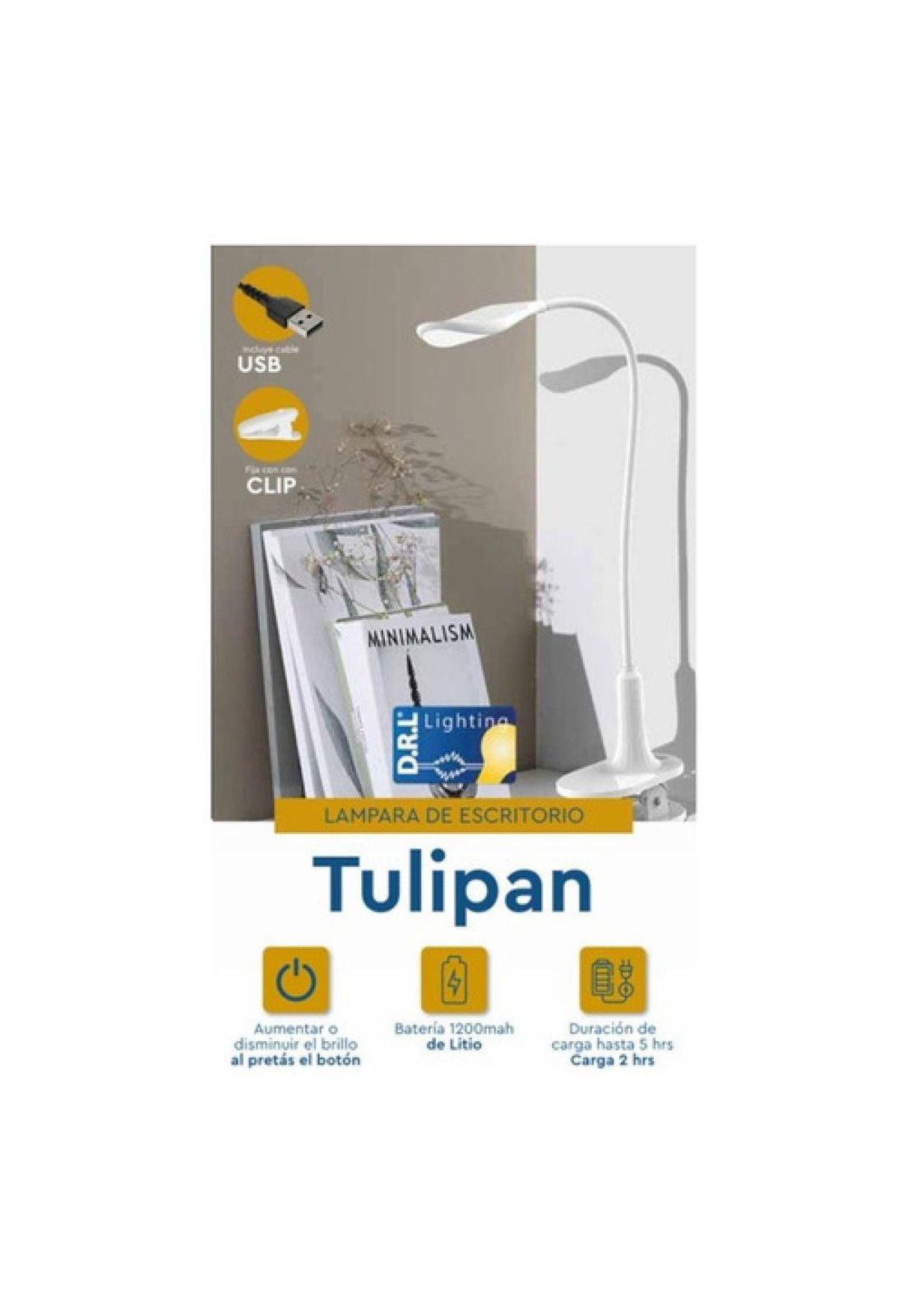 Lámpara De Mesa Clip Drl Recargable Clip Luz Fría Touch Usb Blanco Blanco-2