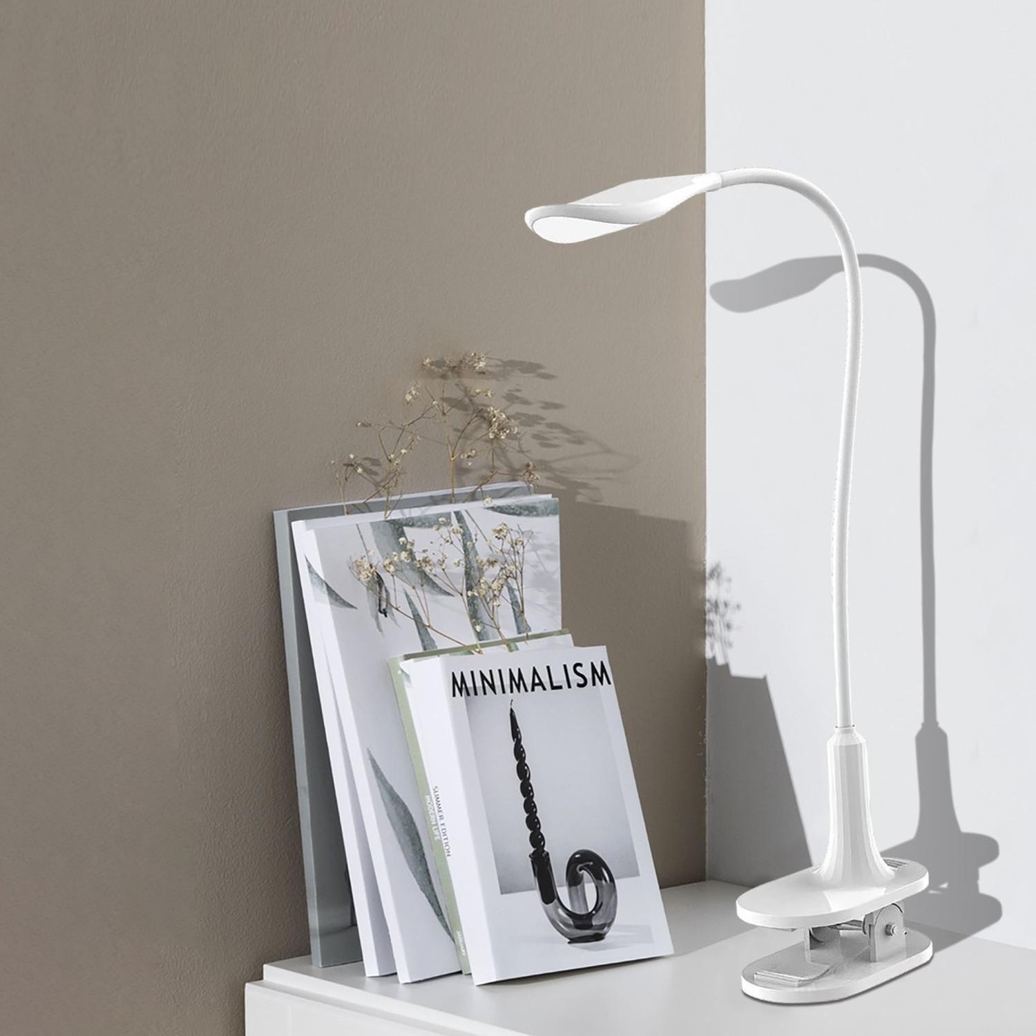 Lámpara De Mesa Clip Drl Recargable Clip Luz Fría Touch Usb Blanco-3