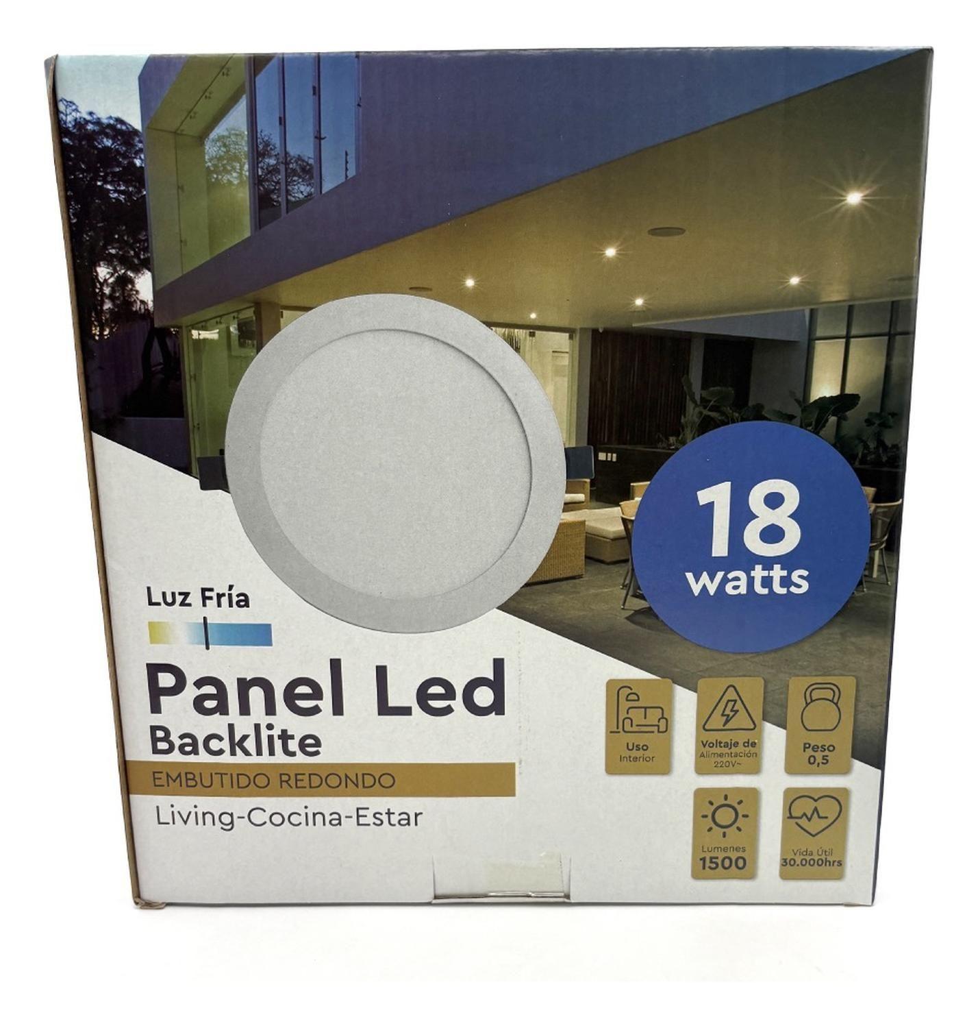 Panel Led Foco Plafón Backlight Empotrado Redondo 18w 6500k Blanco-2