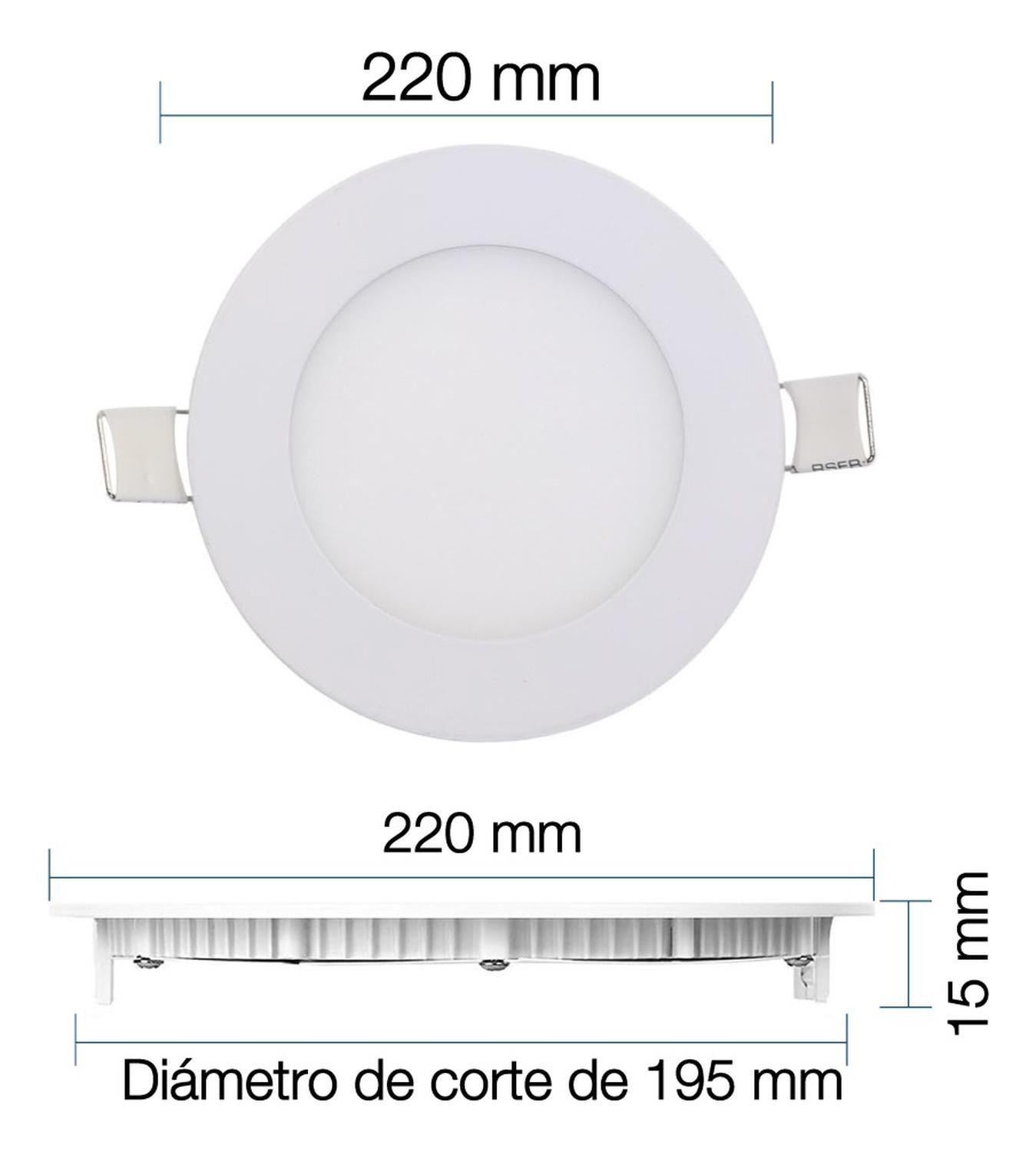 Pack 4 Panel Led Foco Plafón Empotrado Redondo 18w Neutra Blanco-2