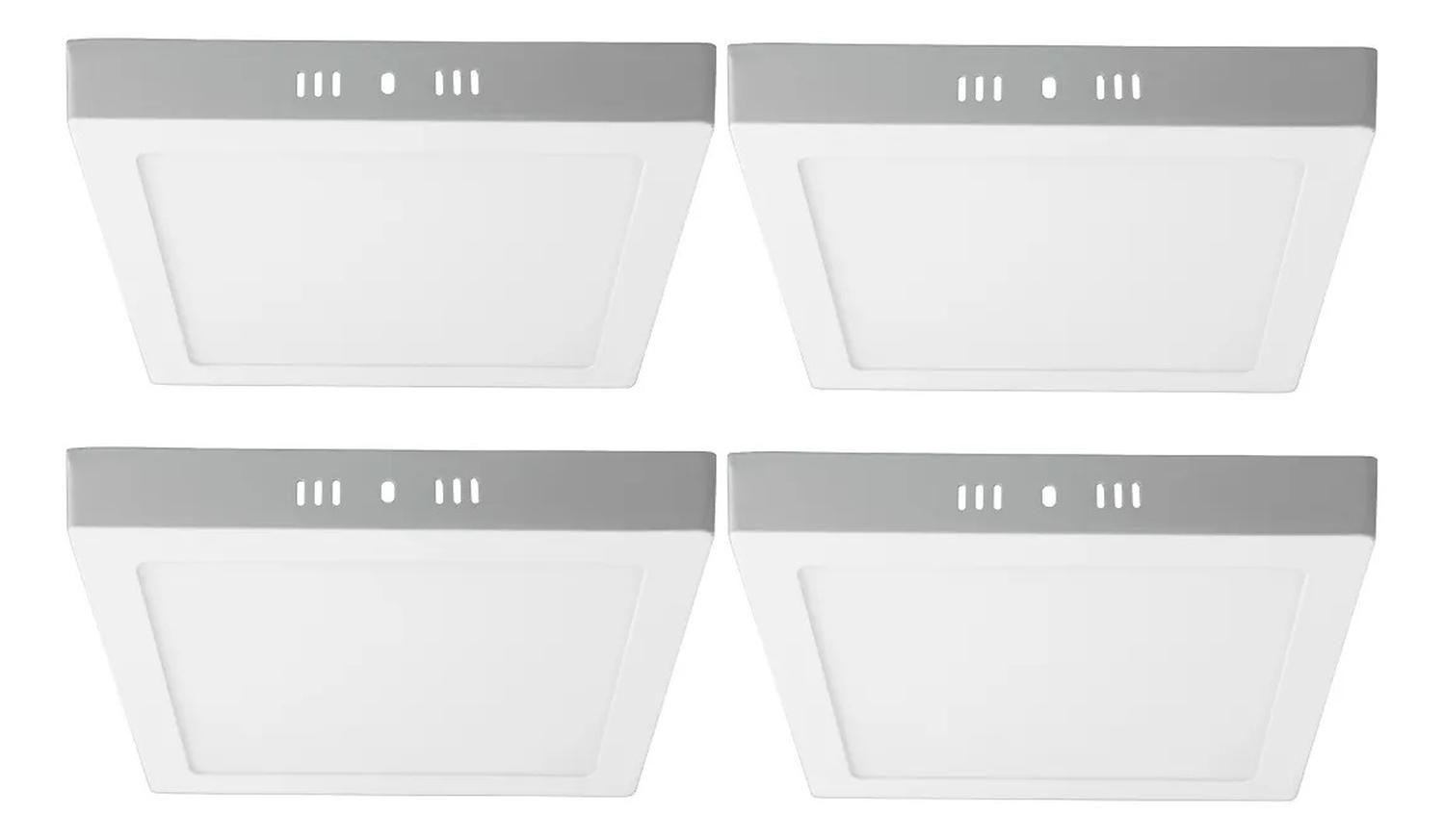 Pack 4 Panel Led Foco Plafón Backlite Sob Cuadrado 24w 6500k Blanco-0