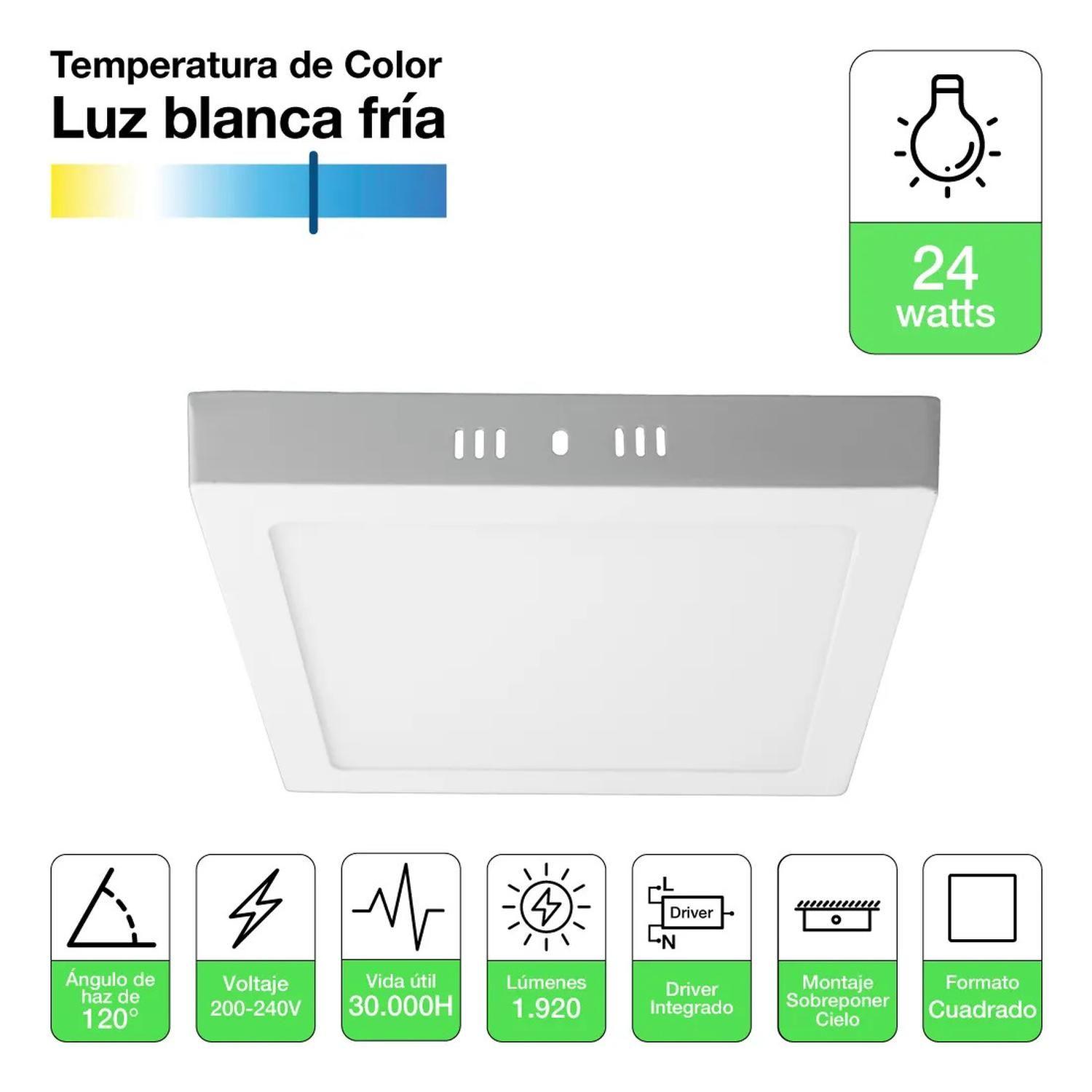 Pack 4 Panel Led Foco Plafón Backlite Sob Cuadrado 24w 6500k Blanco-1