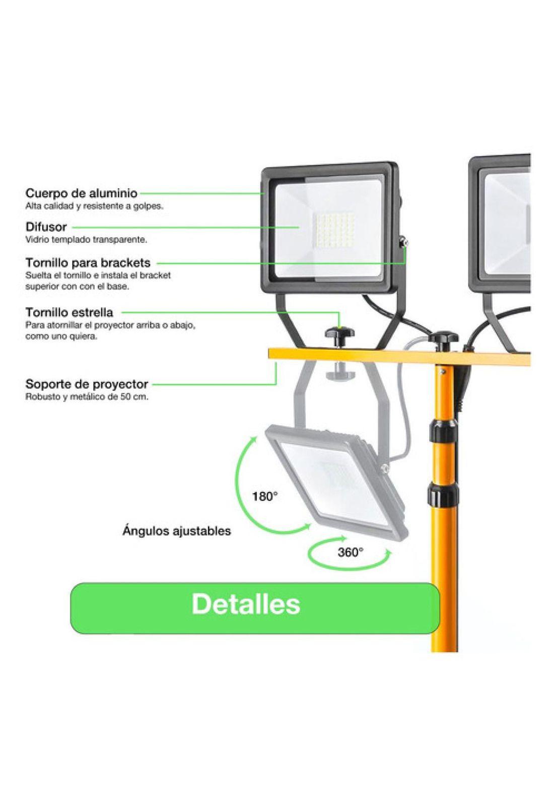 Proyector Led Con Trípode 2x30w Ip65 Luz Fría Certificado Amarillo Blanco Frío-3