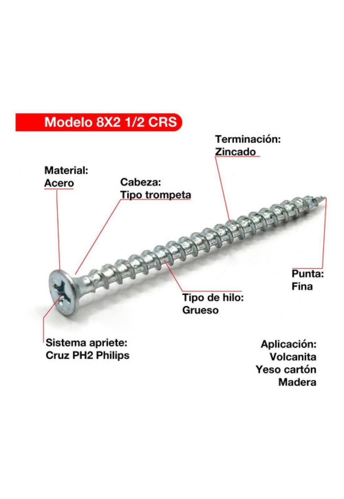 Tornillo Volcanita Wisefix P/fina Crs Zincado 8x2 1/2 100u-2