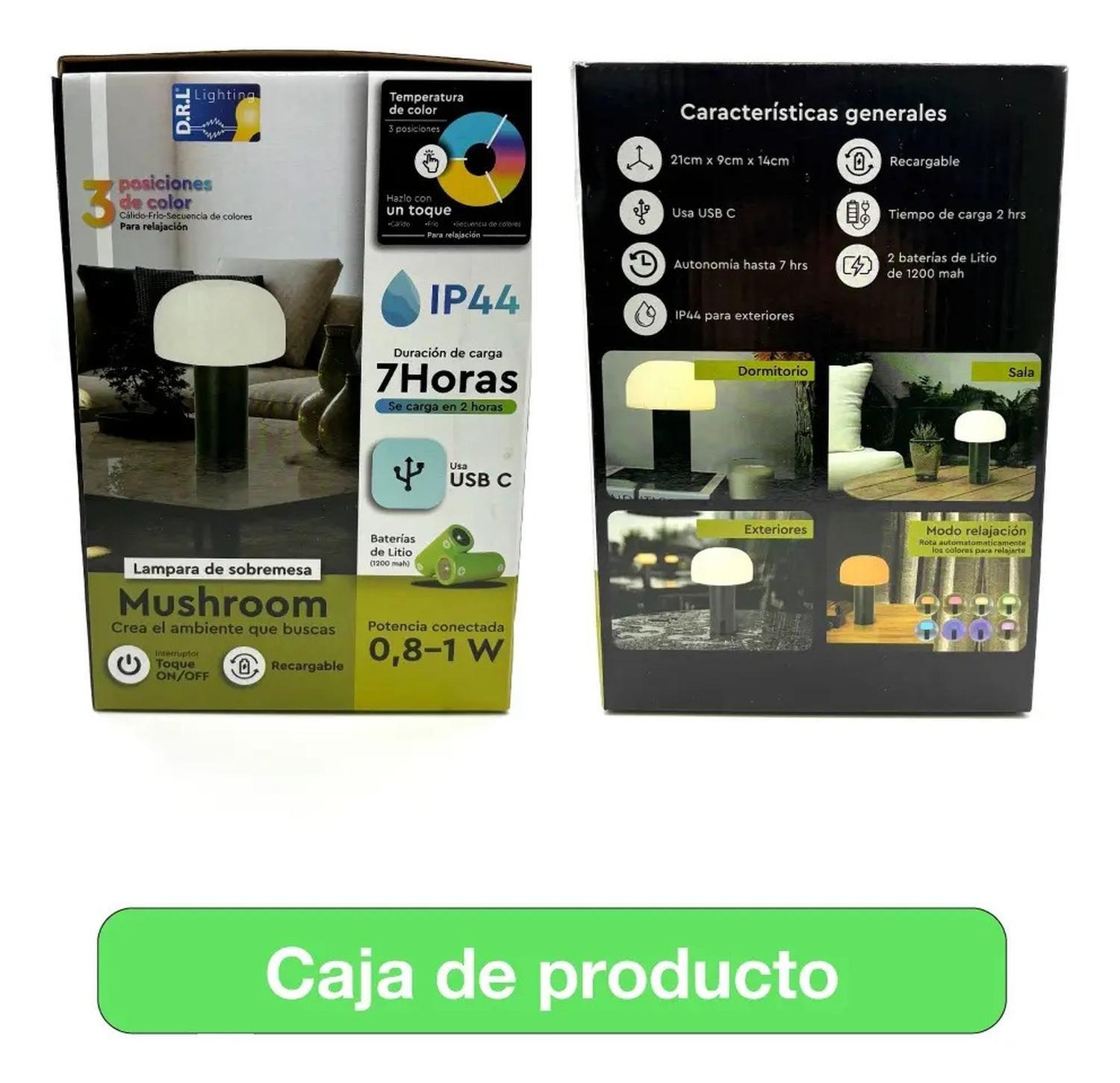 Lámpara Mushroom Interior Exterior Touch Rgb Ip44 Usb 7h Verde-2