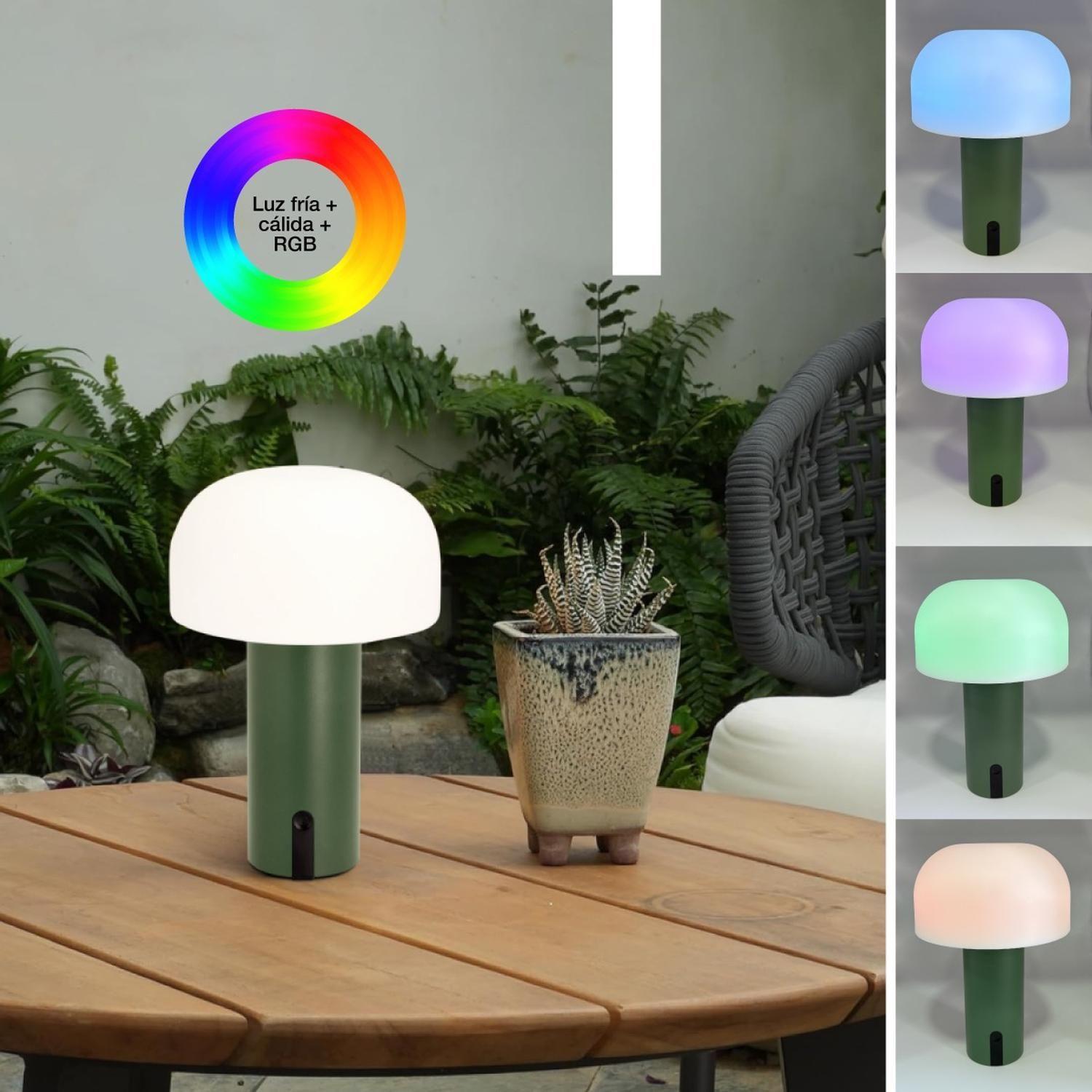 Lámpara Mushroom Interior Exterior Touch Rgb Ip44 Usb 7h Verde-4
