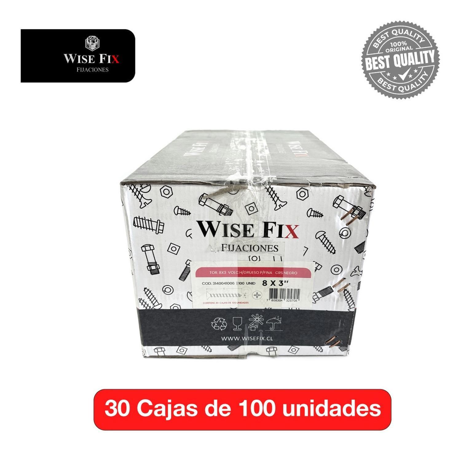 30 Cajas Tornillo Volcanita Wisefix P/fina Negro 8x3 3000u-2