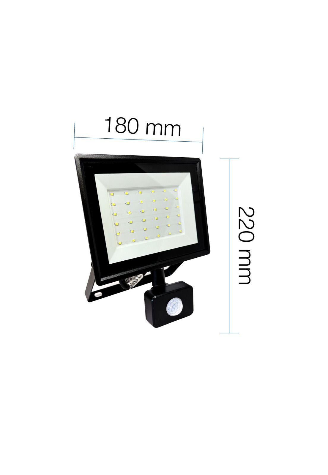 Foco Proyector Led Reflector Con Sensor 50w Ip65 Luz Blanca Negro Blanco Frío-3