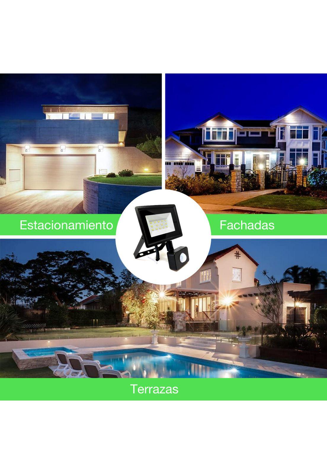 Foco Proyector Led Reflector Con Sensor 50w Ip65 Luz Blanca Negro Blanco Frío-4