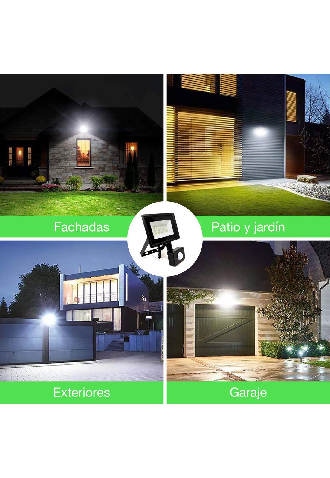 Foco Proyector Led Reflector Con Sensor 50w Ip65 Luz Blanca Negro Blanco Frío-5