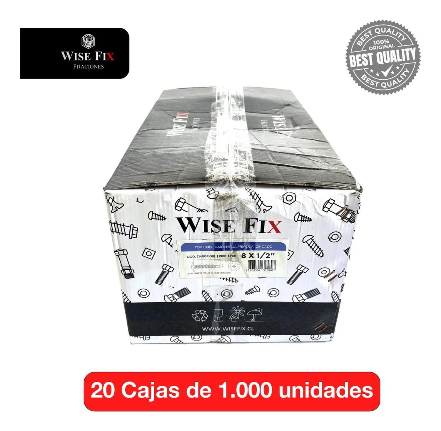 20 Caja Tornillo C/lenteja Wisefix P/broca 8x1/2 Zinc 20000u-2