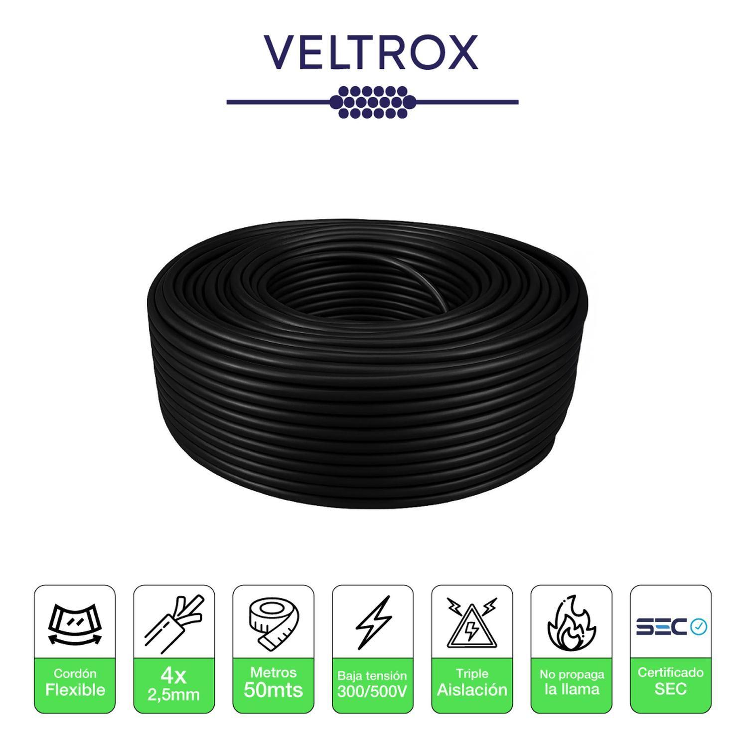 Cordón Eléctrico Veltrox Flexible 4x2,50mm2 50m Negro Sec Negro-1
