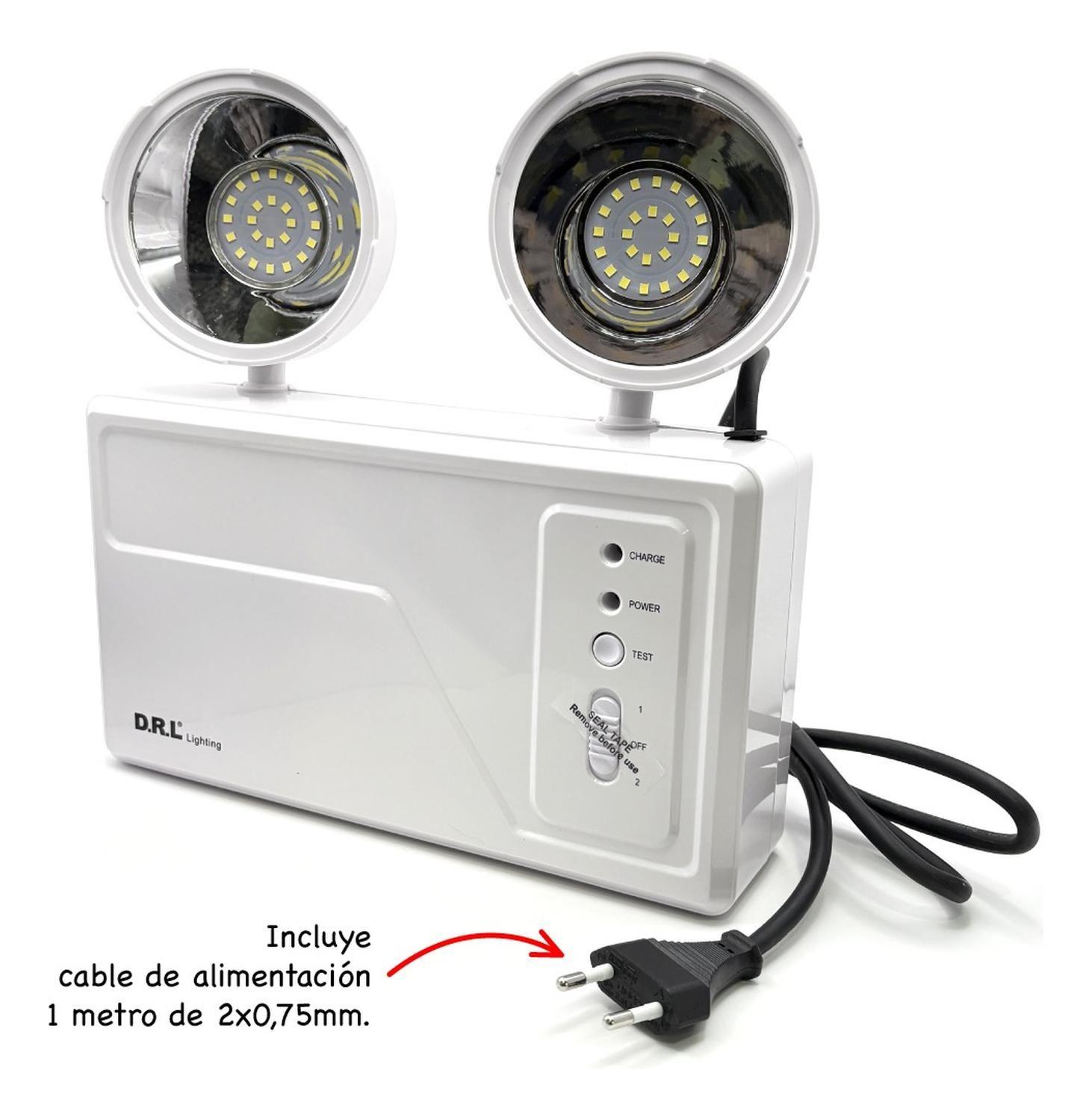 Lámpara Emergencia 2x Led 9,6w 720lm Recargable 220-240v Blanco-3