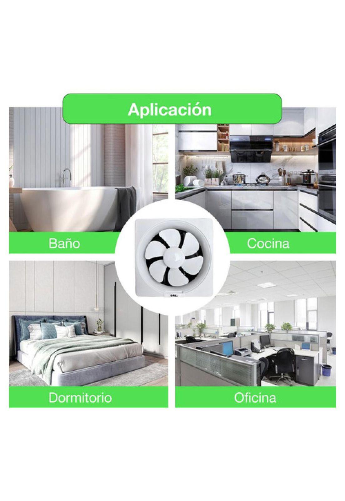 Extractor De Aire 10 Pulgadas Drl Cuadrado Baño Cocina Sec Blanco-7