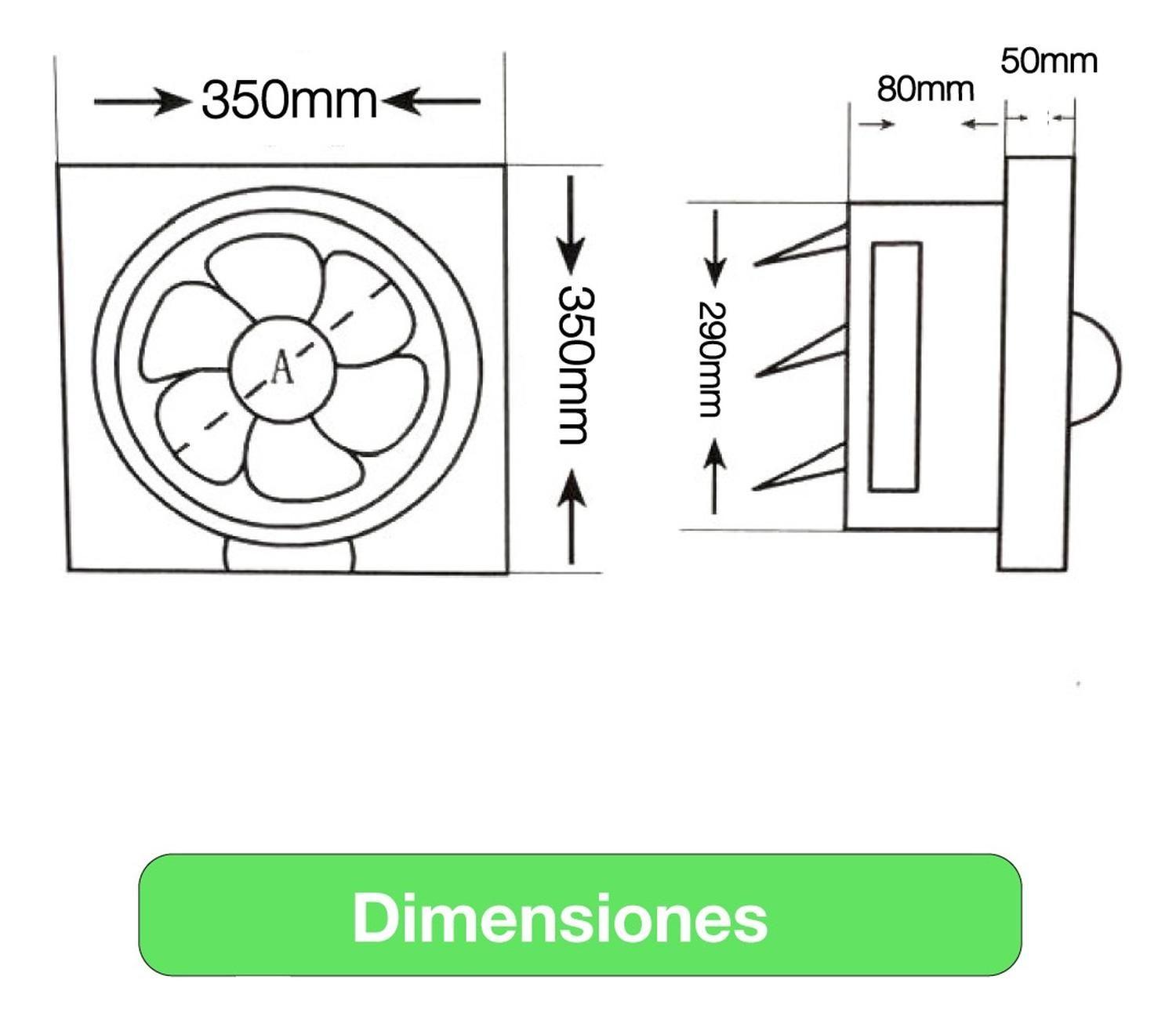 Extractor De Aire 10 Pulgadas Drl Cuadrado Baño Cocina Sec Blanco-6