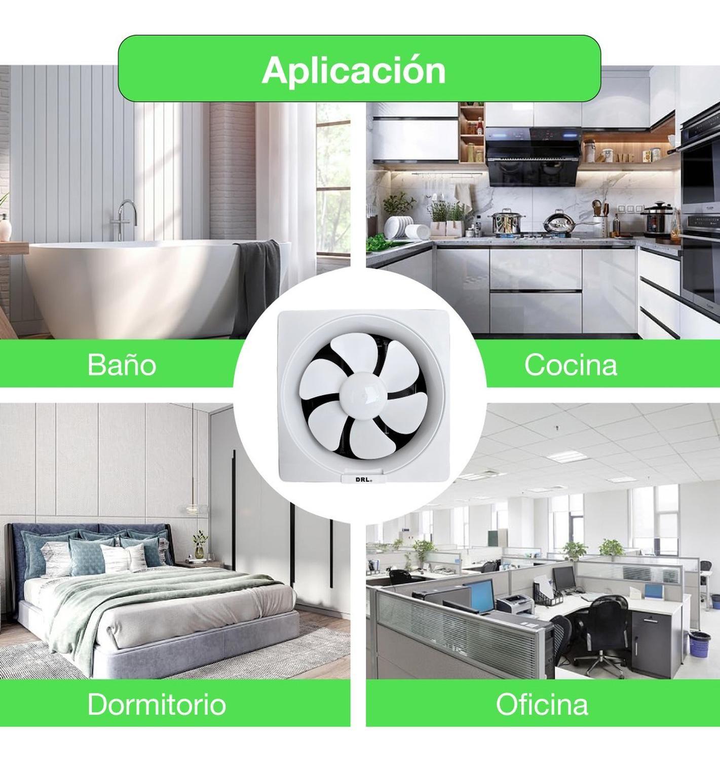 Extractor De Aire 10 Pulgadas Drl Cuadrado Baño Cocina Sec Blanco-7