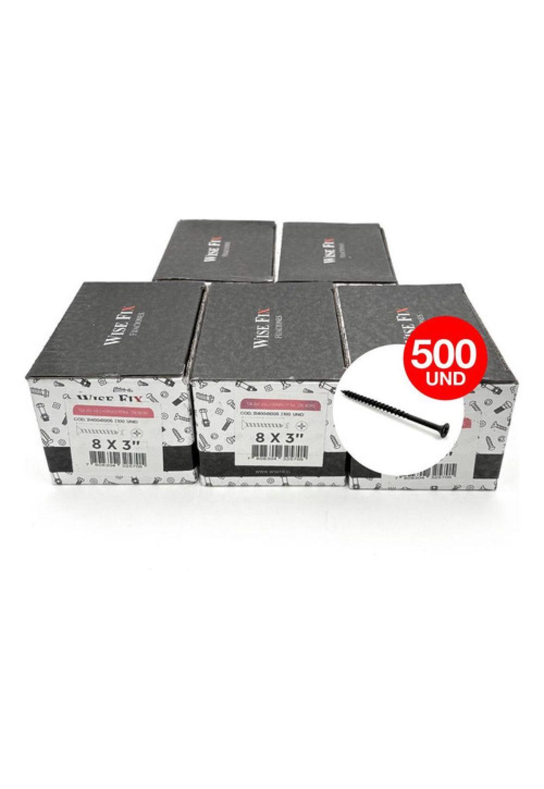 5 Cajas Tornillo Volcanita Wisefix P/fina Crs Negro 8x3 500-3
