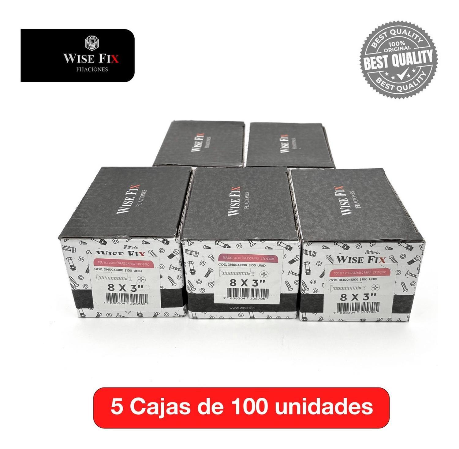 5 Cajas Tornillo Volcanita Wisefix P/fina Crs Negro 8x3 500u-2