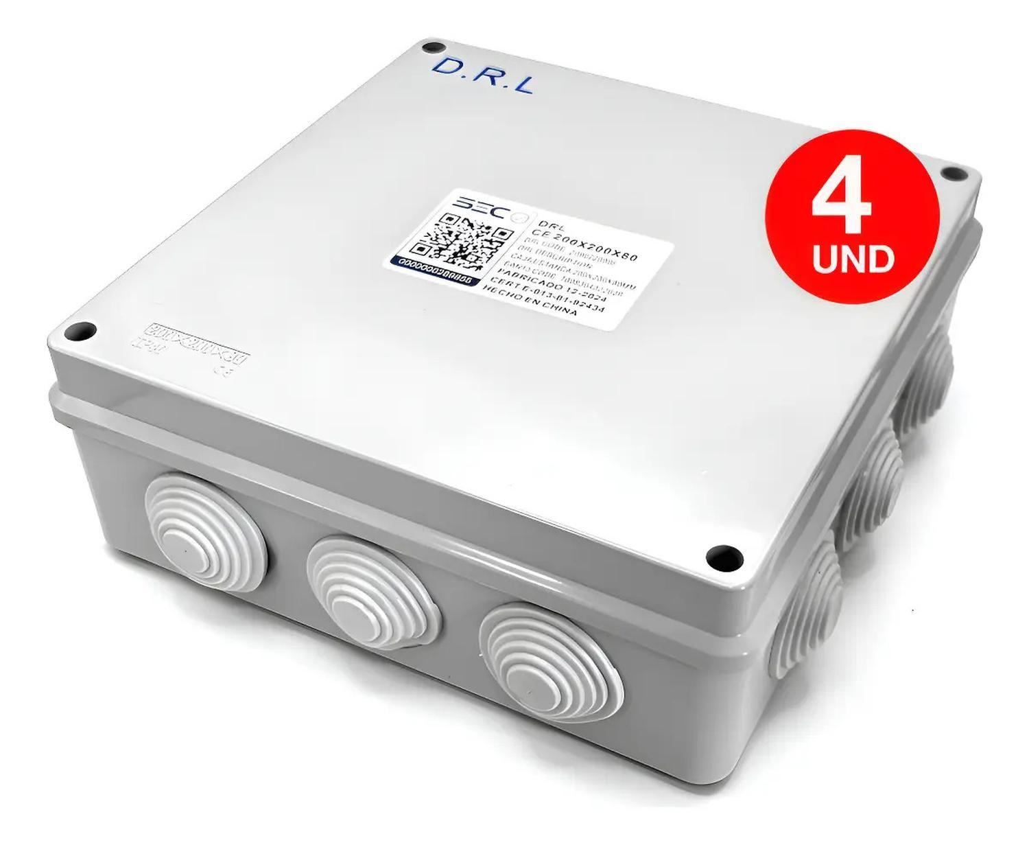 Pack 4 Caja Estanca Derivación Ip40 200x200x80mm Conos Sec Gris.-0