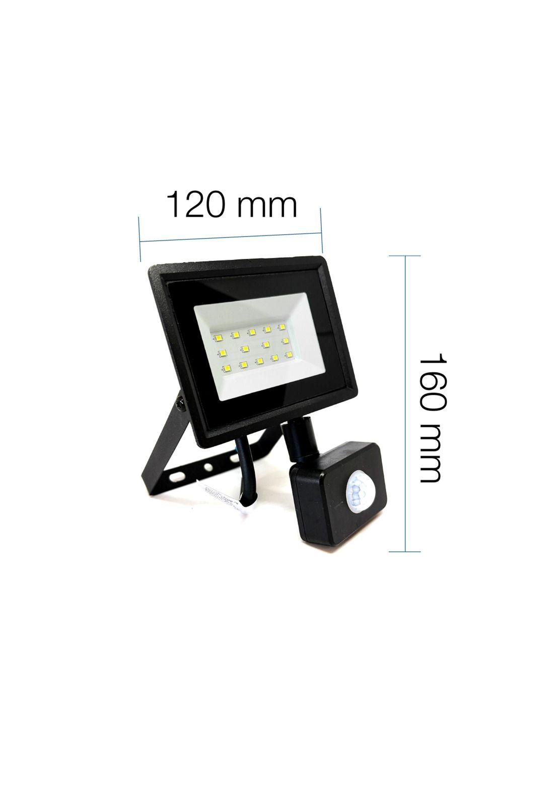 Foco Proyector Led Reflector Con Sensor 20w Ip65 Luz Blanca Negro Blanco Frío-3