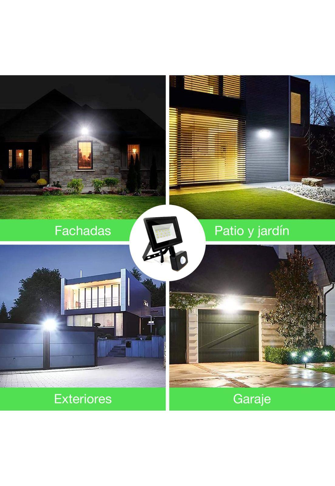 Foco Proyector Led Reflector Con Sensor 20w Ip65 Luz Blanca Negro Blanco Frío-5