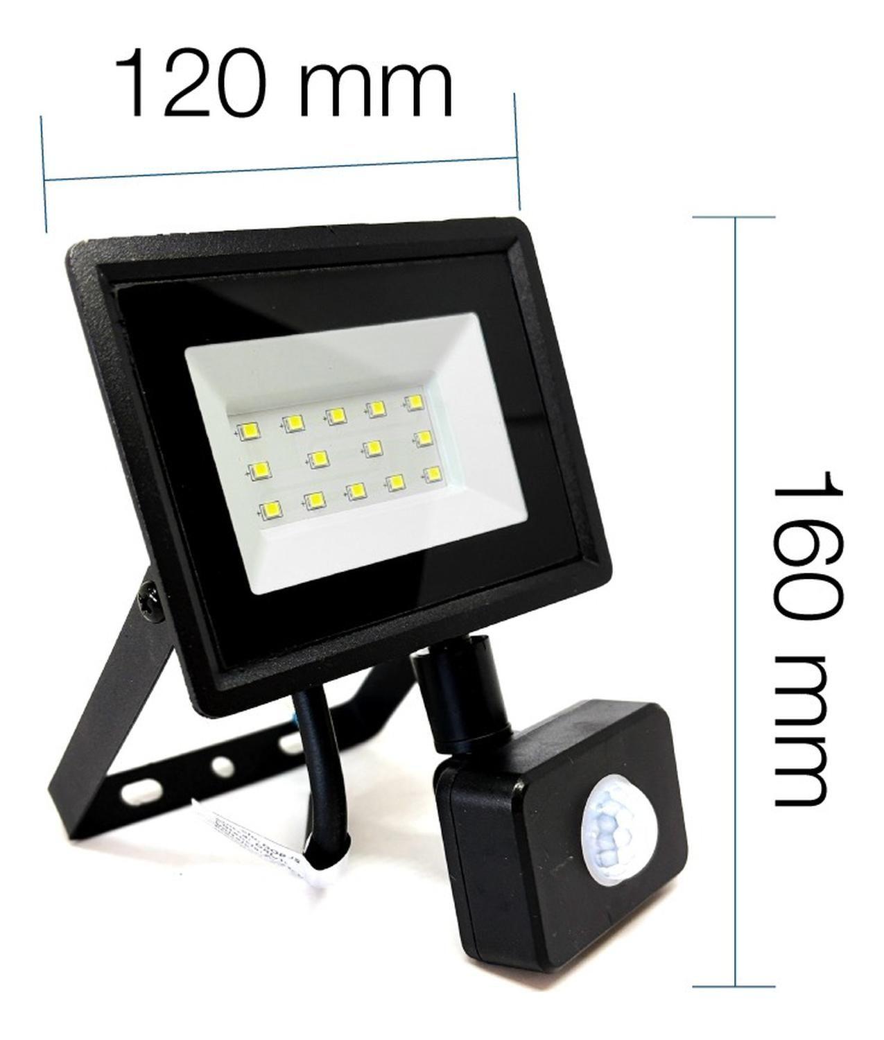 Foco Proyector Led Reflector Con Sensor 20w Ip65 Luz Blanca Negro Blanco Frío-3