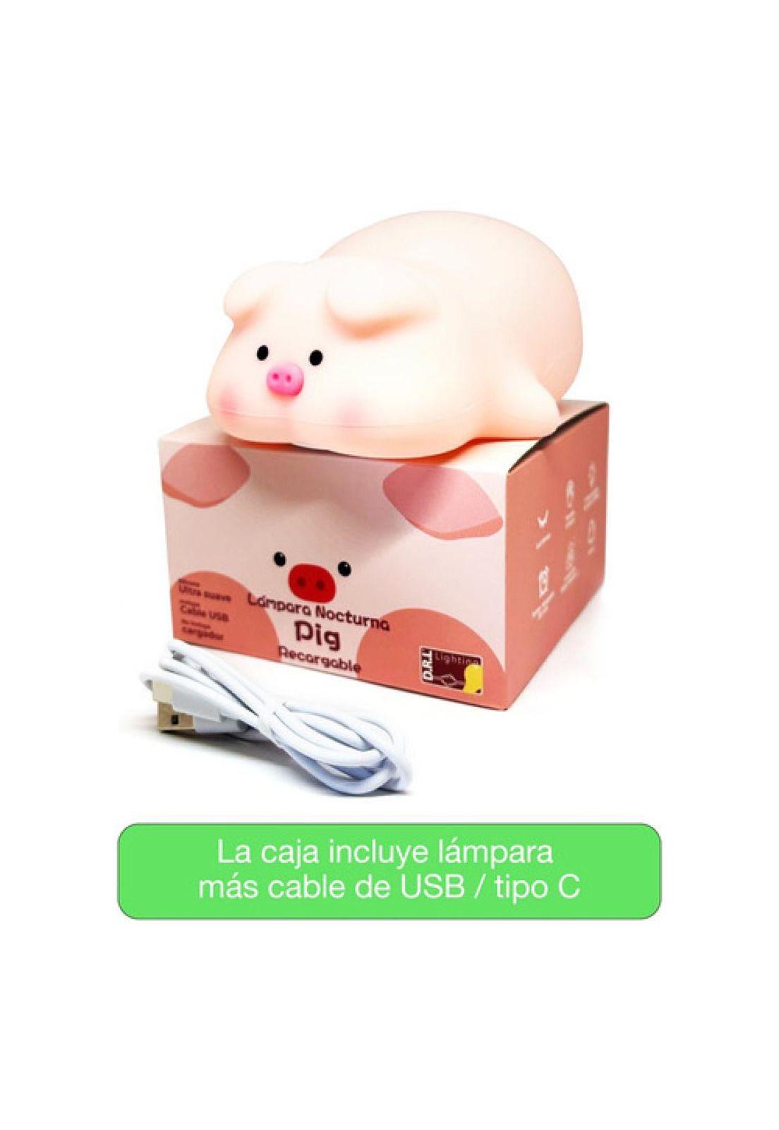 Lámpara Nocturna Espantacuco Recargable Led Pig Cálida+rgb-3