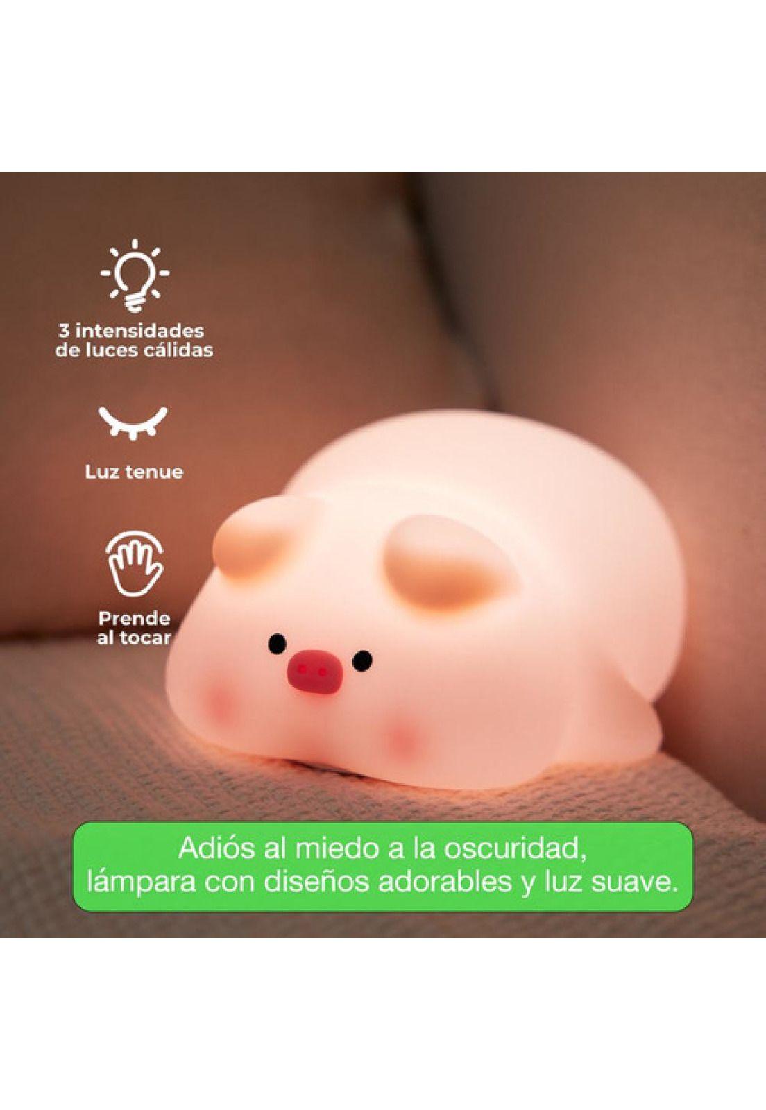 Lámpara Nocturna Espantacuco Recargable Led Pig Cálida+rgb-5