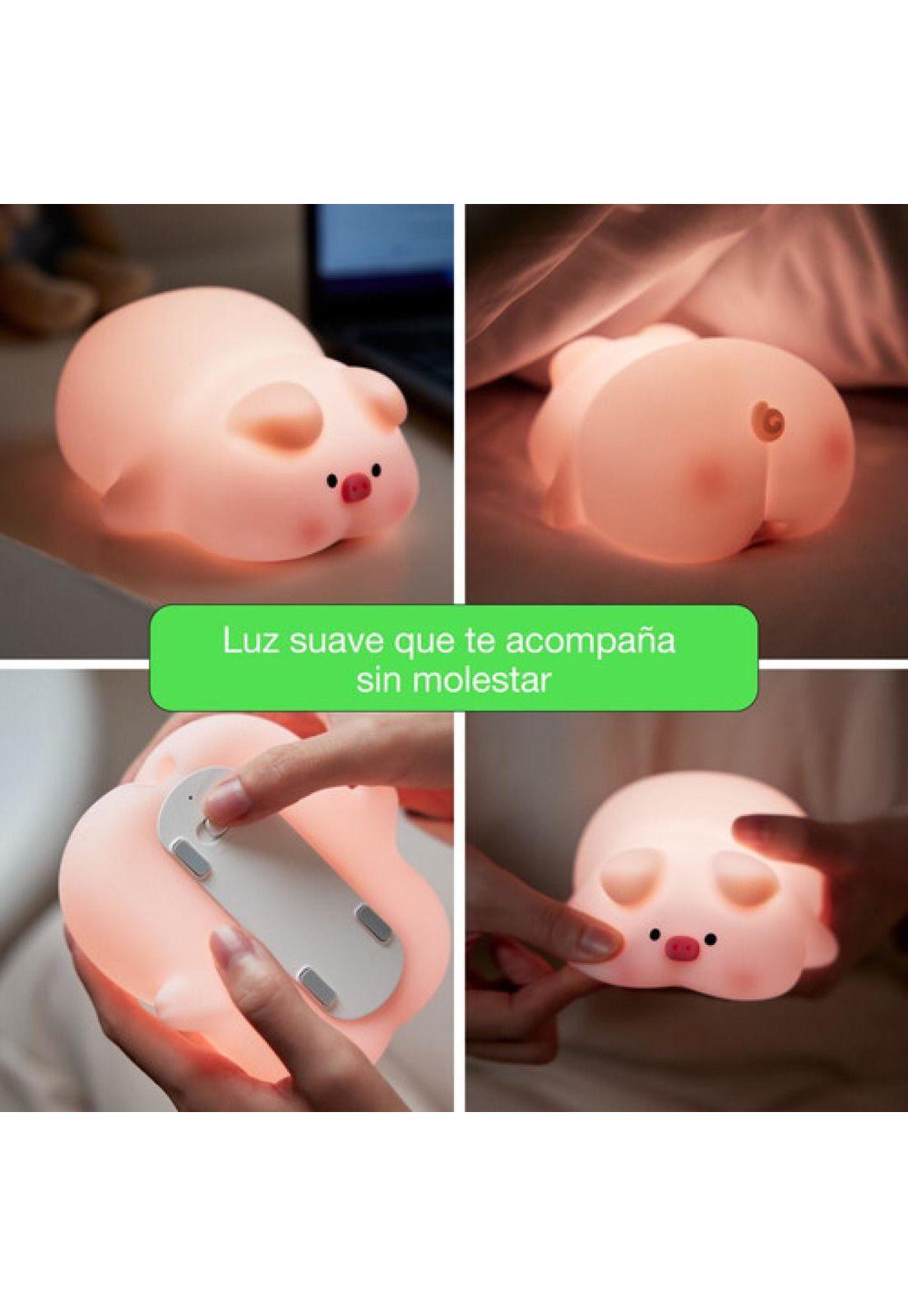 Lámpara Nocturna Espantacuco Recargable Led Pig Cálida+rgb-8
