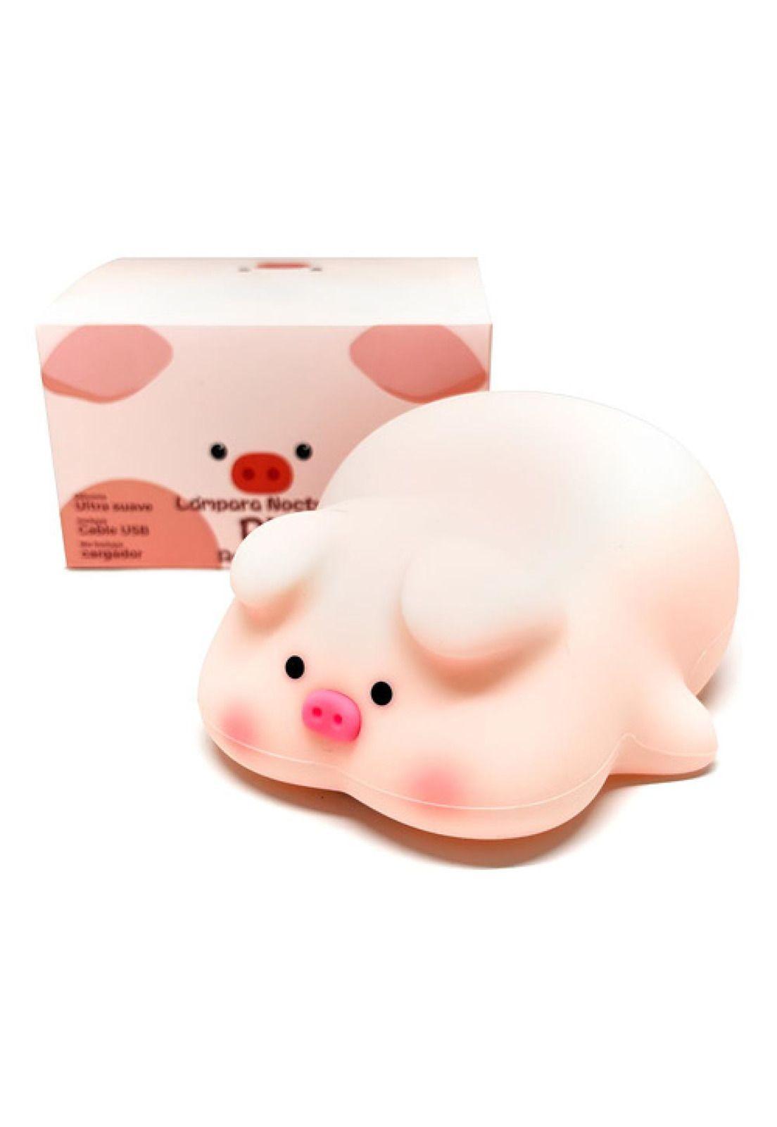 Lámpara Nocturna Espantacuco Recargable Led Pig Cálida+rgb-9